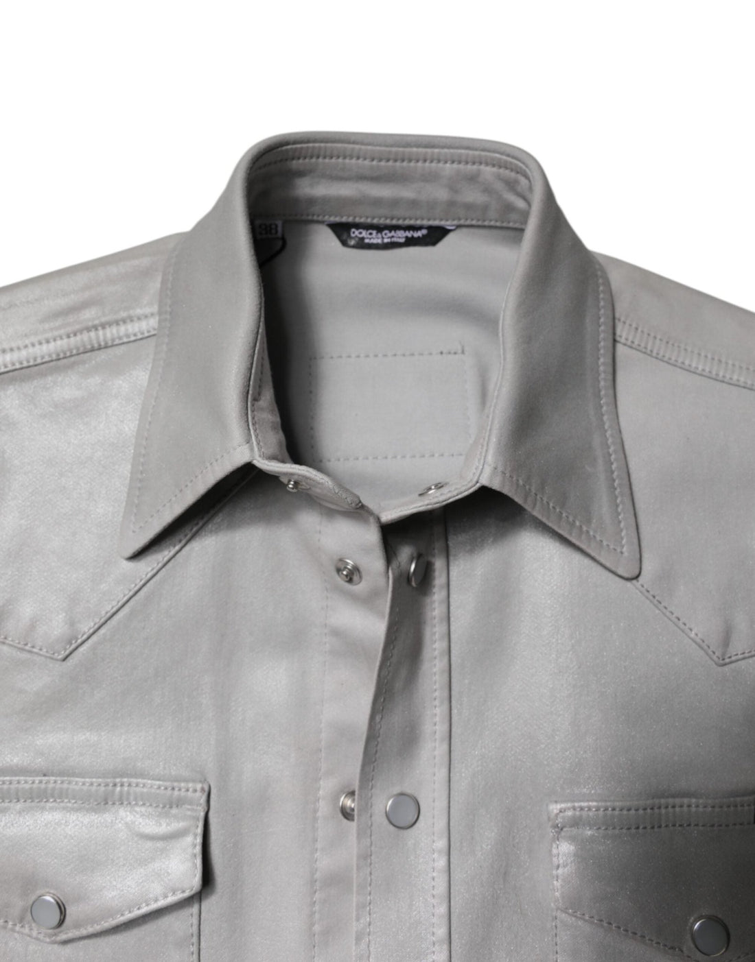 Dolce & Gabbana Metallic Gray Cotton Button Down Shirt - RIMODA