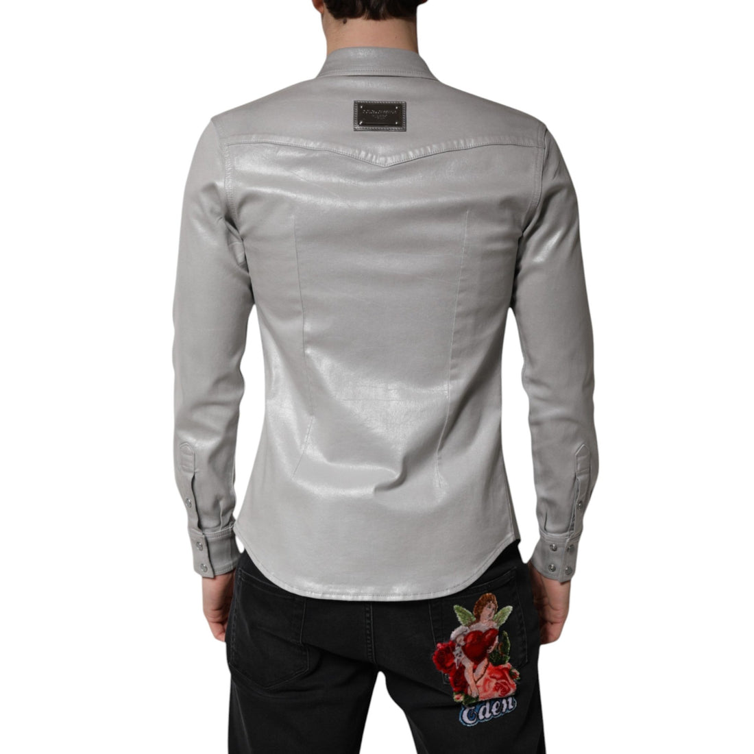 Dolce & Gabbana Metallic Gray Cotton Button Down Shirt - RIMODA