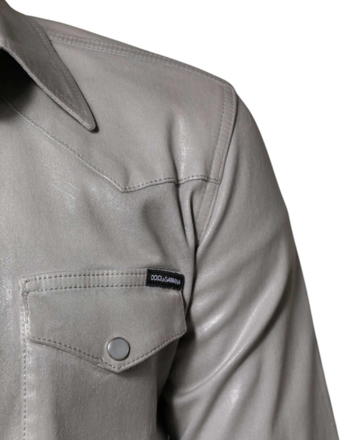 Dolce & Gabbana Metallic Gray Cotton Button Down Shirt - RIMODA