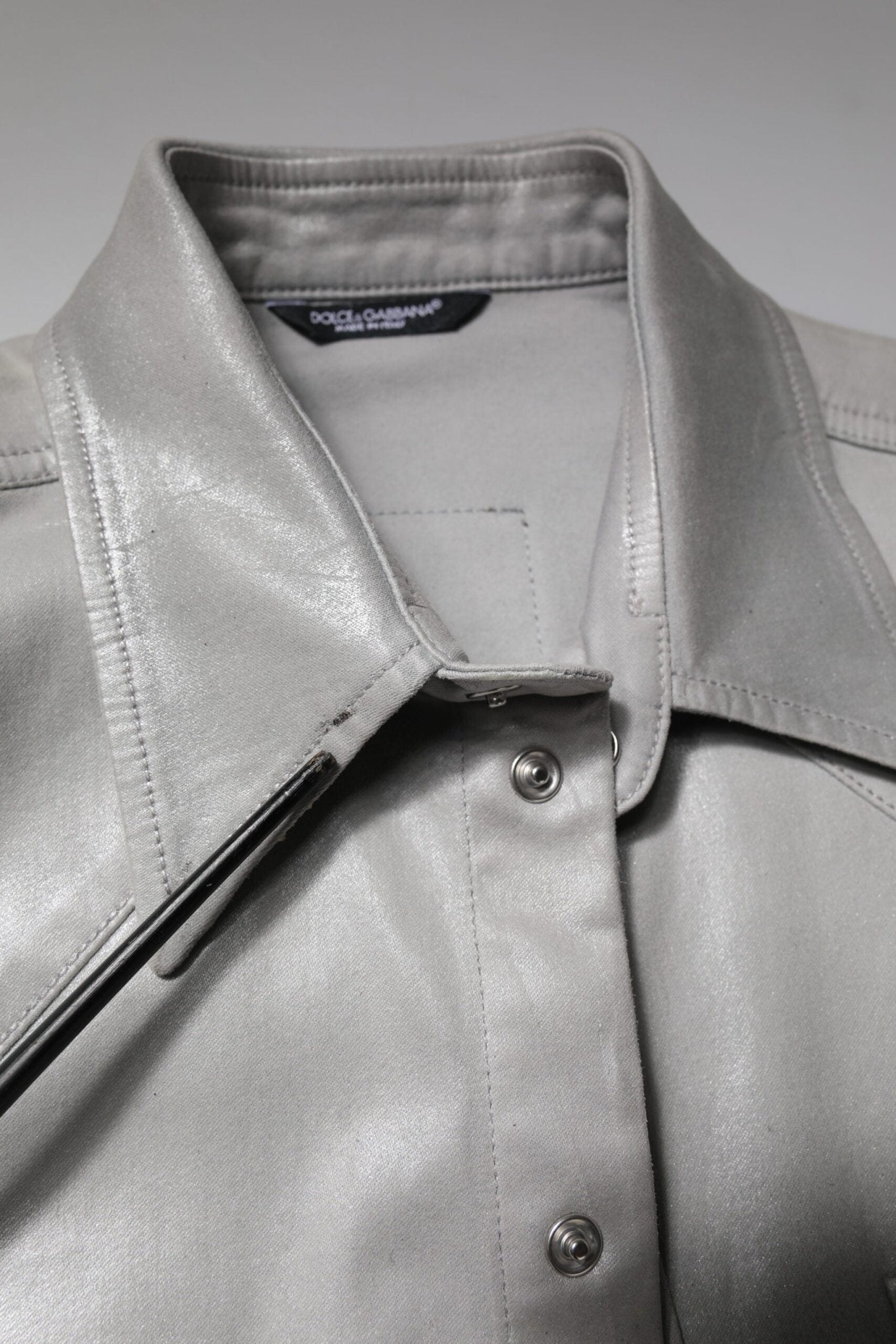 Dolce & Gabbana Metallic Gray Cotton Button Down Shirt - RIMODA