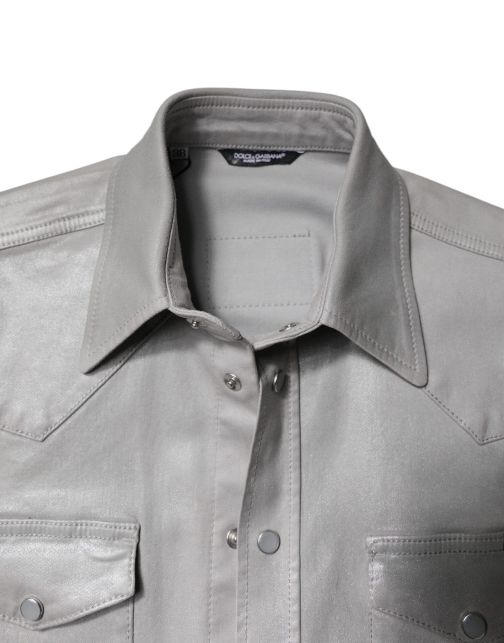 Dolce & Gabbana Metallic Gray Cotton Button Down Shirt - RIMODA