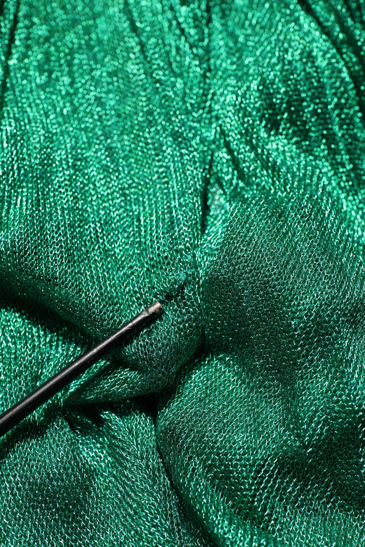 Dolce & Gabbana Metallic Green Sleeveless Plissé Gown Dress - RIMODA