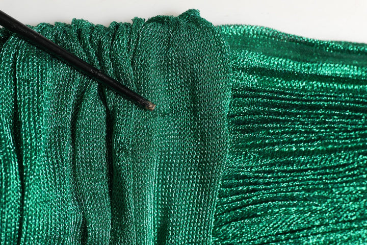 Dolce & Gabbana Metallic Green Sleeveless Plissé Gown Dress - RIMODA