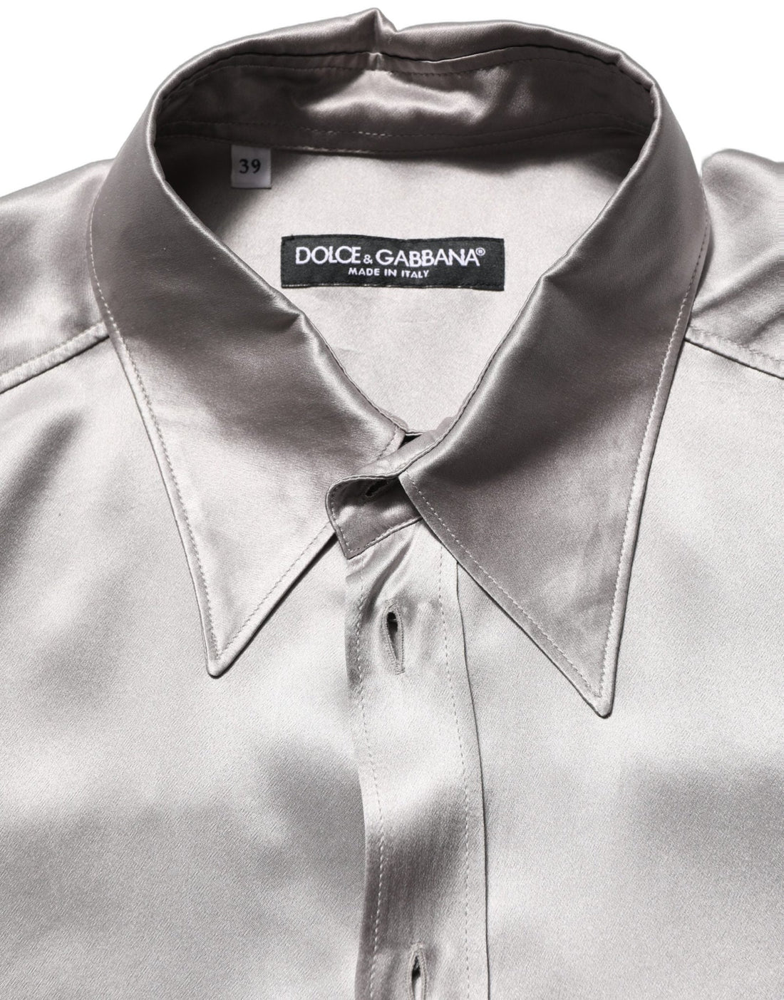 Dolce & Gabbana Metallic Grey Satin Silk Formal Dress Shirt - RIMODA