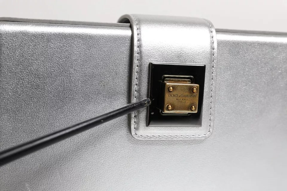 Dolce & Gabbana Metallic Silver DG BOX Leather Shoulder Strap Bag - RIMODA