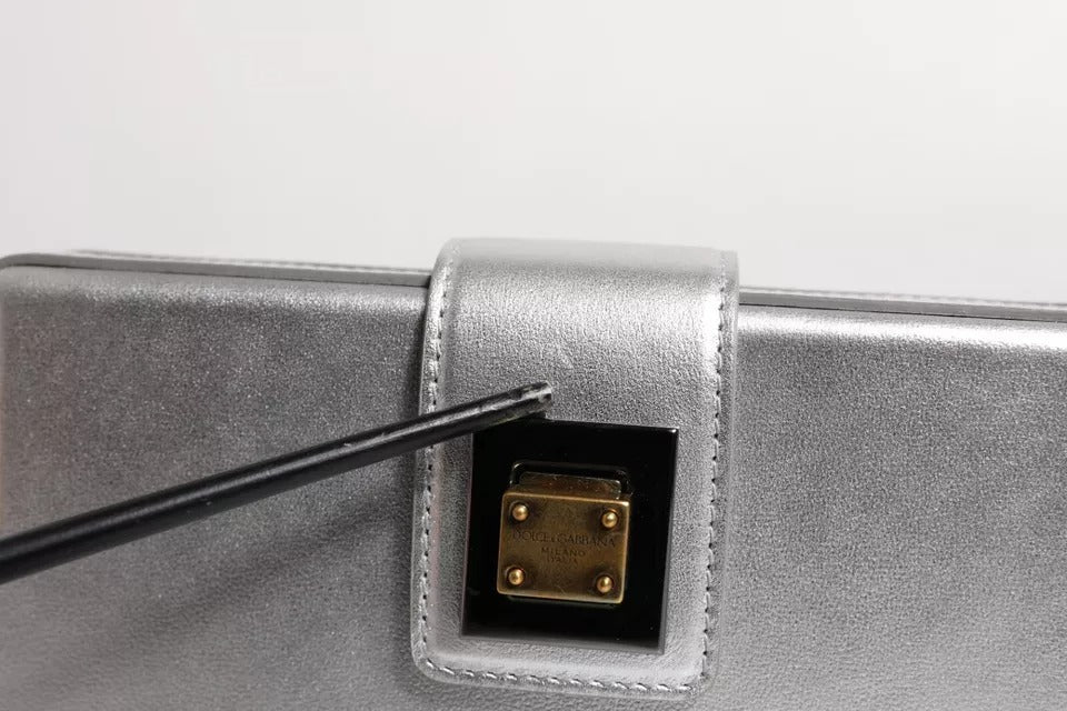 Dolce & Gabbana Metallic Silver DG BOX Leather Shoulder Strap Bag - RIMODA