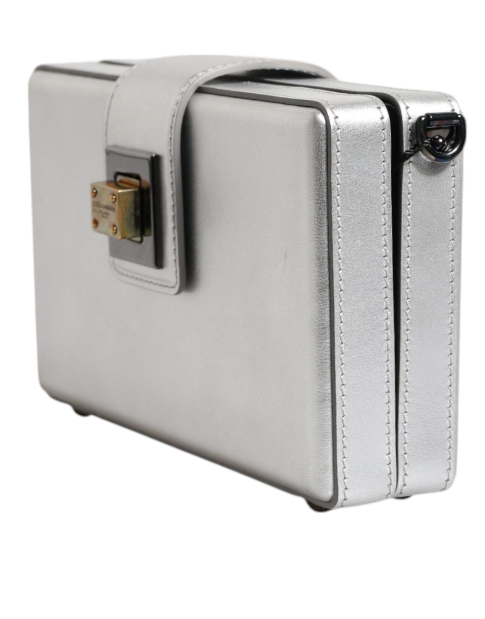 Dolce & Gabbana Metallic Silver DG BOX Leather Shoulder Strap Bag - RIMODA