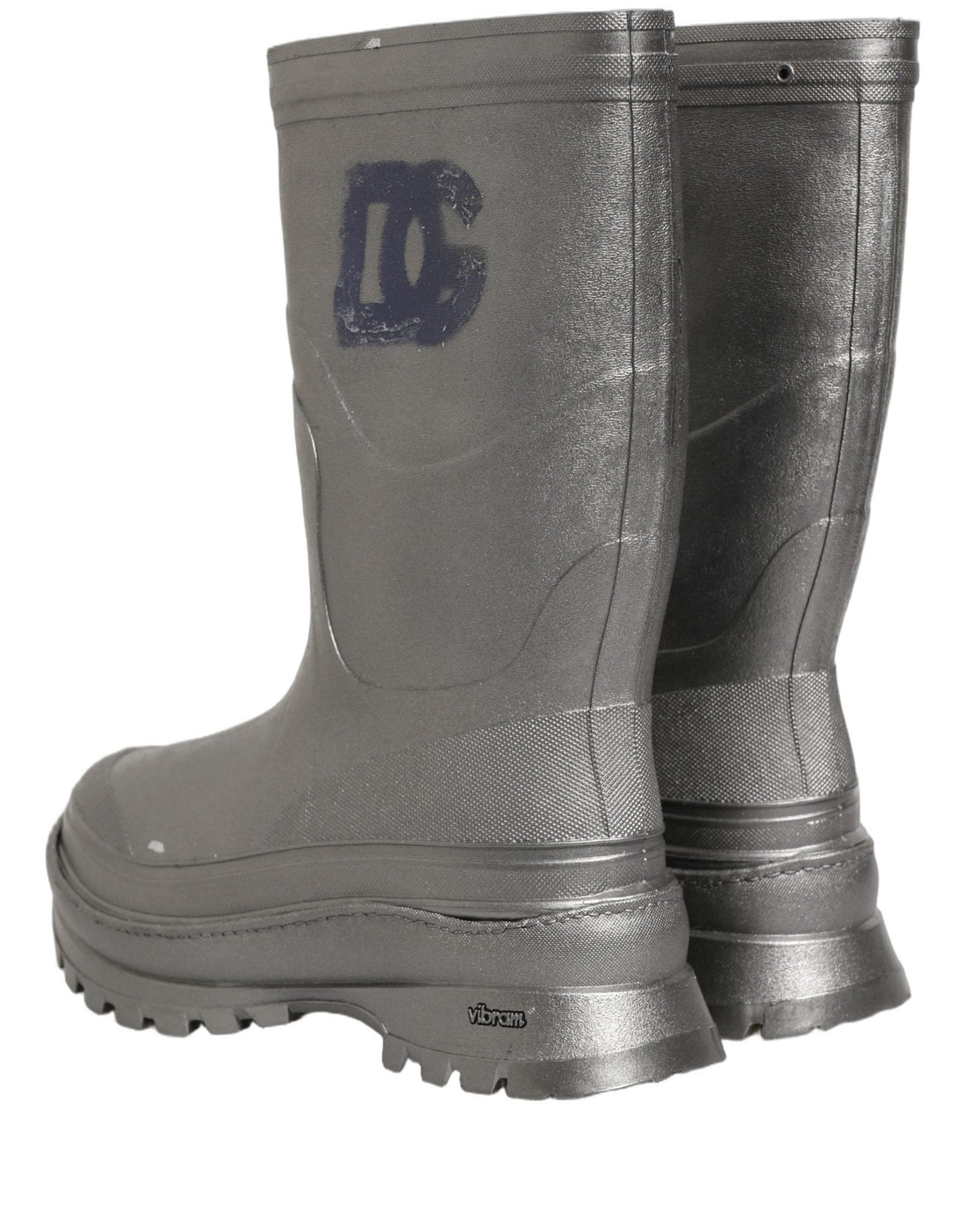 Dolce & Gabbana Metallic Silver Pull On Rain Boots Men Shoes - RIMODA