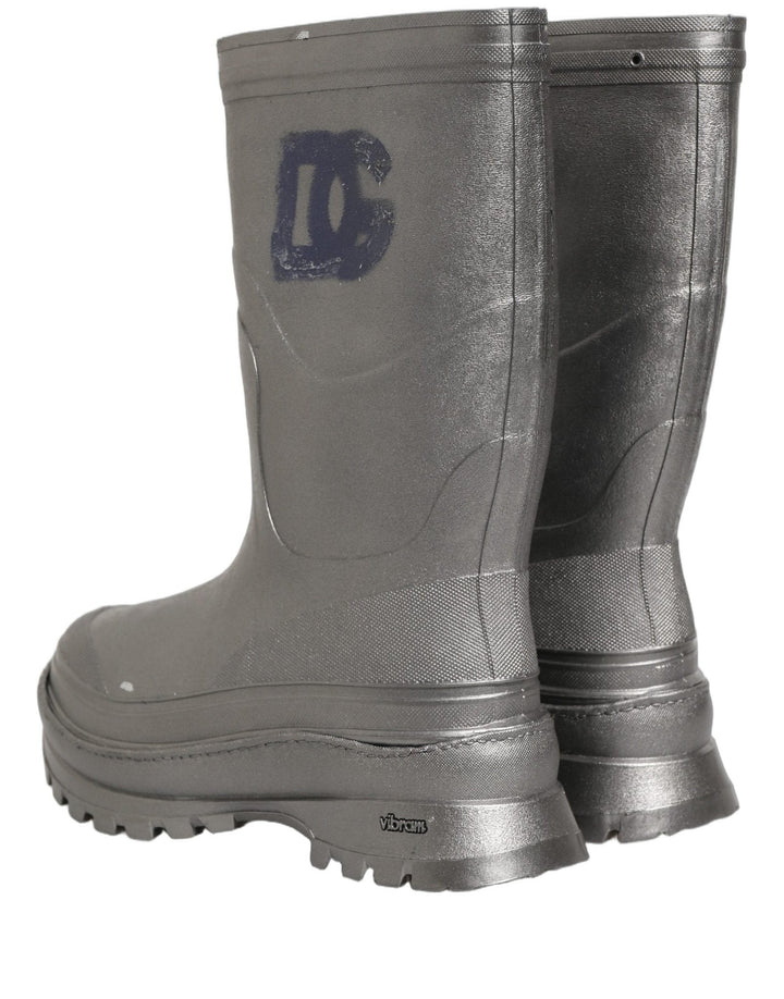 Dolce & Gabbana Metallic Silver Pull On Rain Boots Men Shoes - RIMODA