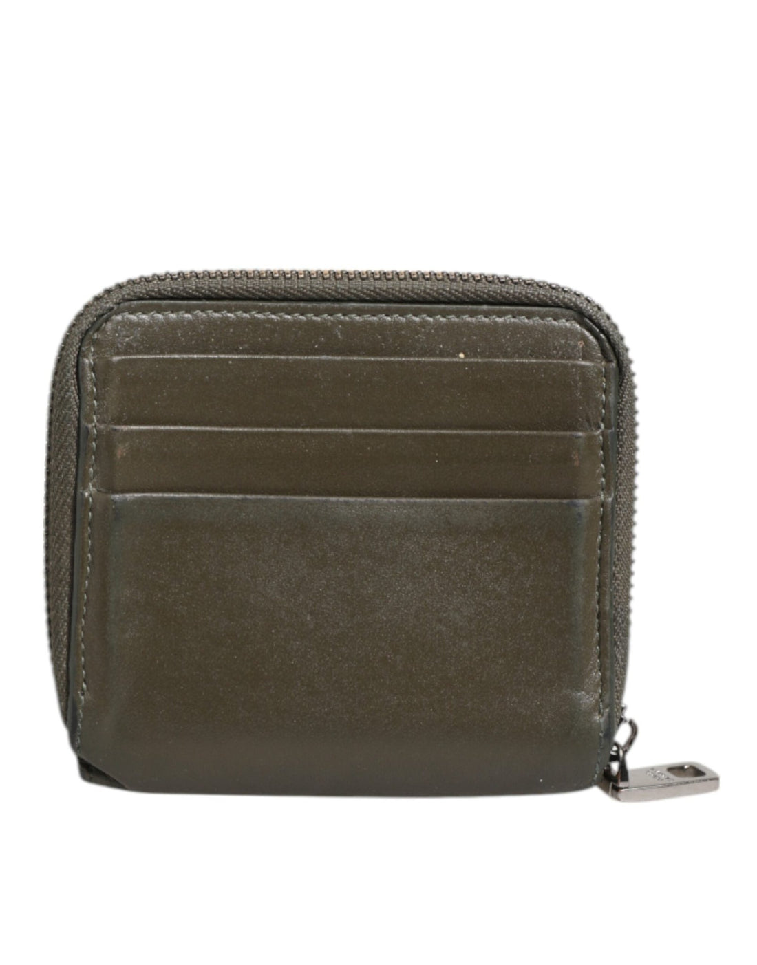Dolce & Gabbana Military Green Leather Logo Plaque Card Holder Coin Purse Wallet - RIMODA