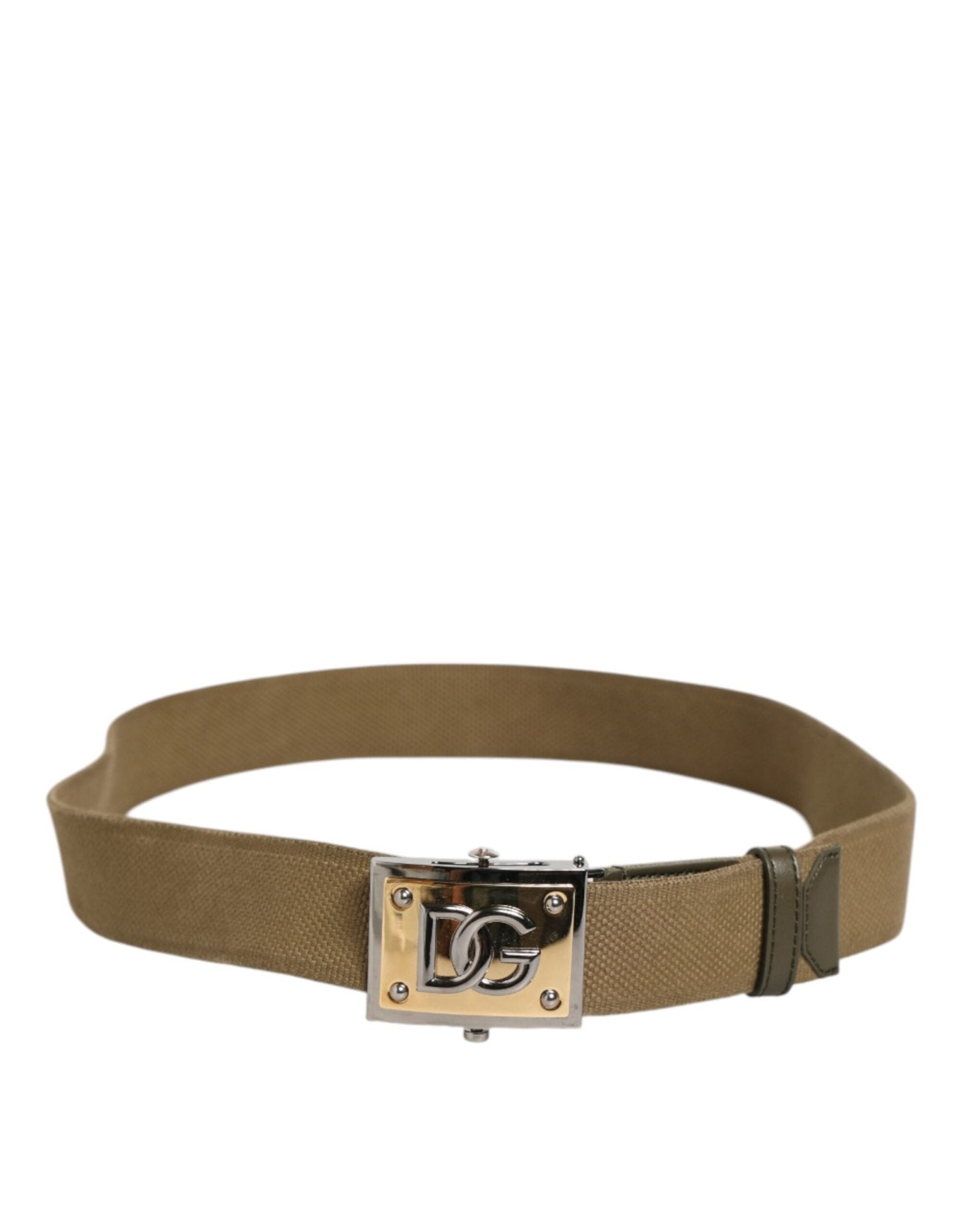 Dolce & Gabbana Military Green Nylon Logo Metal Buckle Belt - RIMODA
