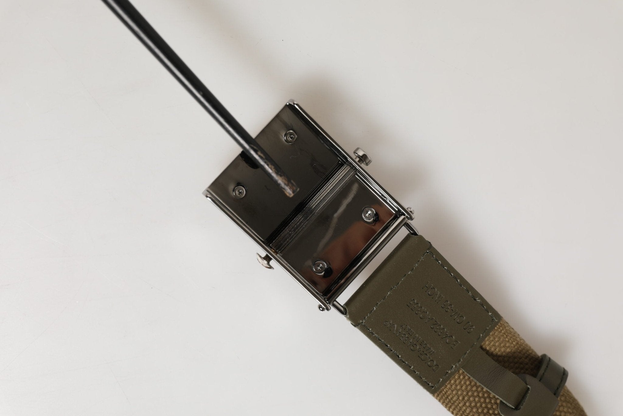 Dolce & Gabbana Military Green Nylon Logo Metal Buckle Belt - RIMODA