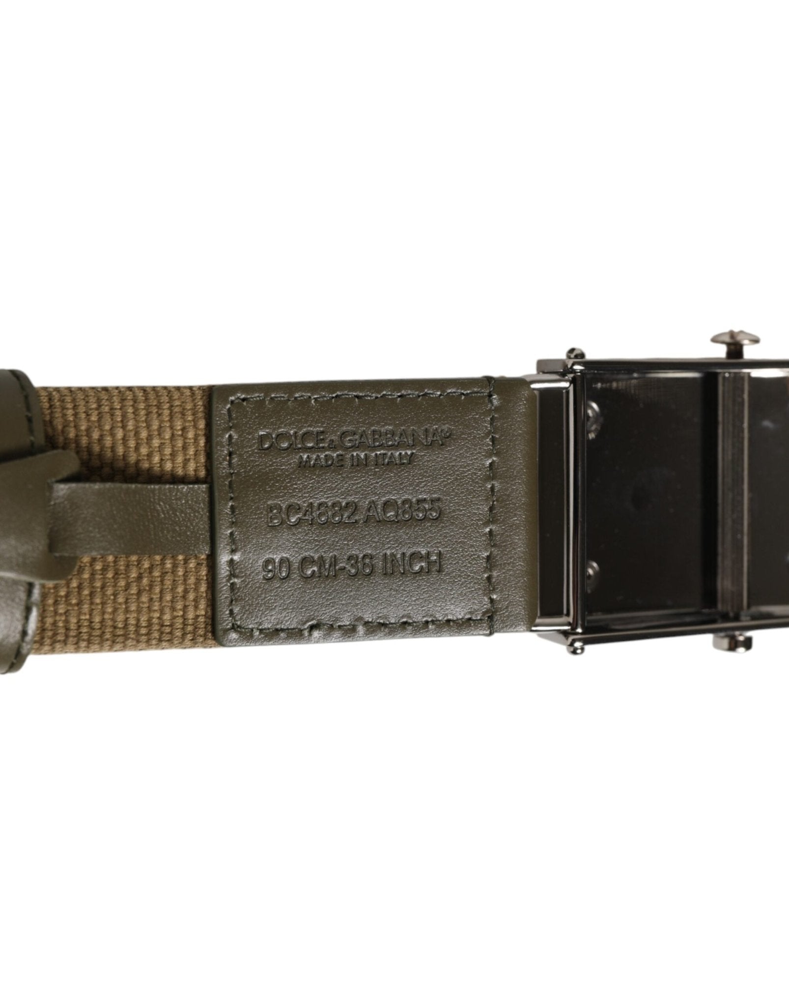 Dolce & Gabbana Military Green Nylon Logo Metal Buckle Belt - RIMODA