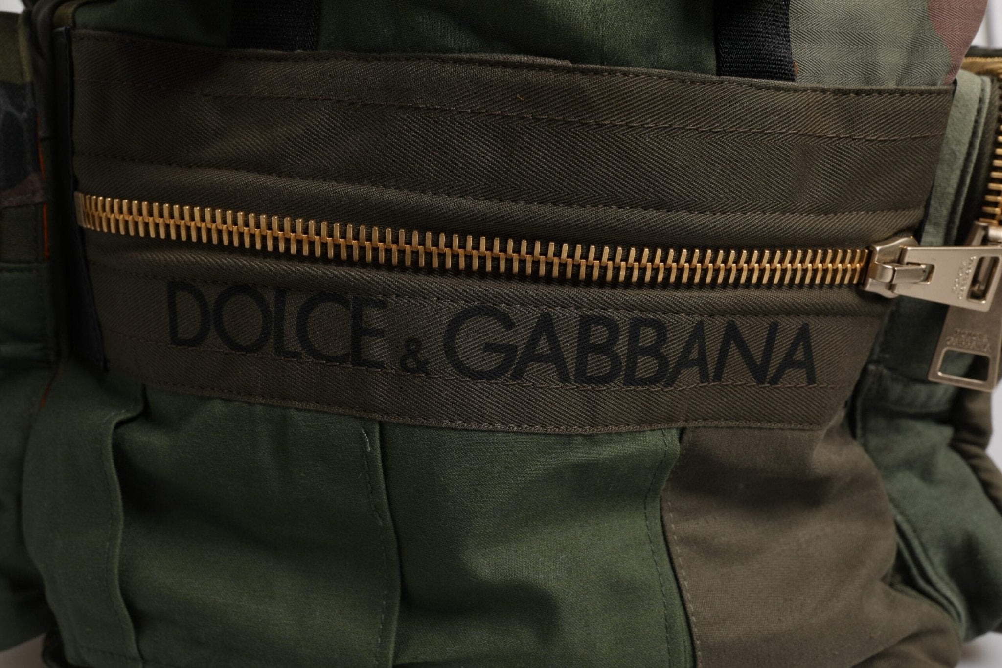 Dolce & Gabbana Military Green Patchwork Travel Backpack Bag - RIMODA