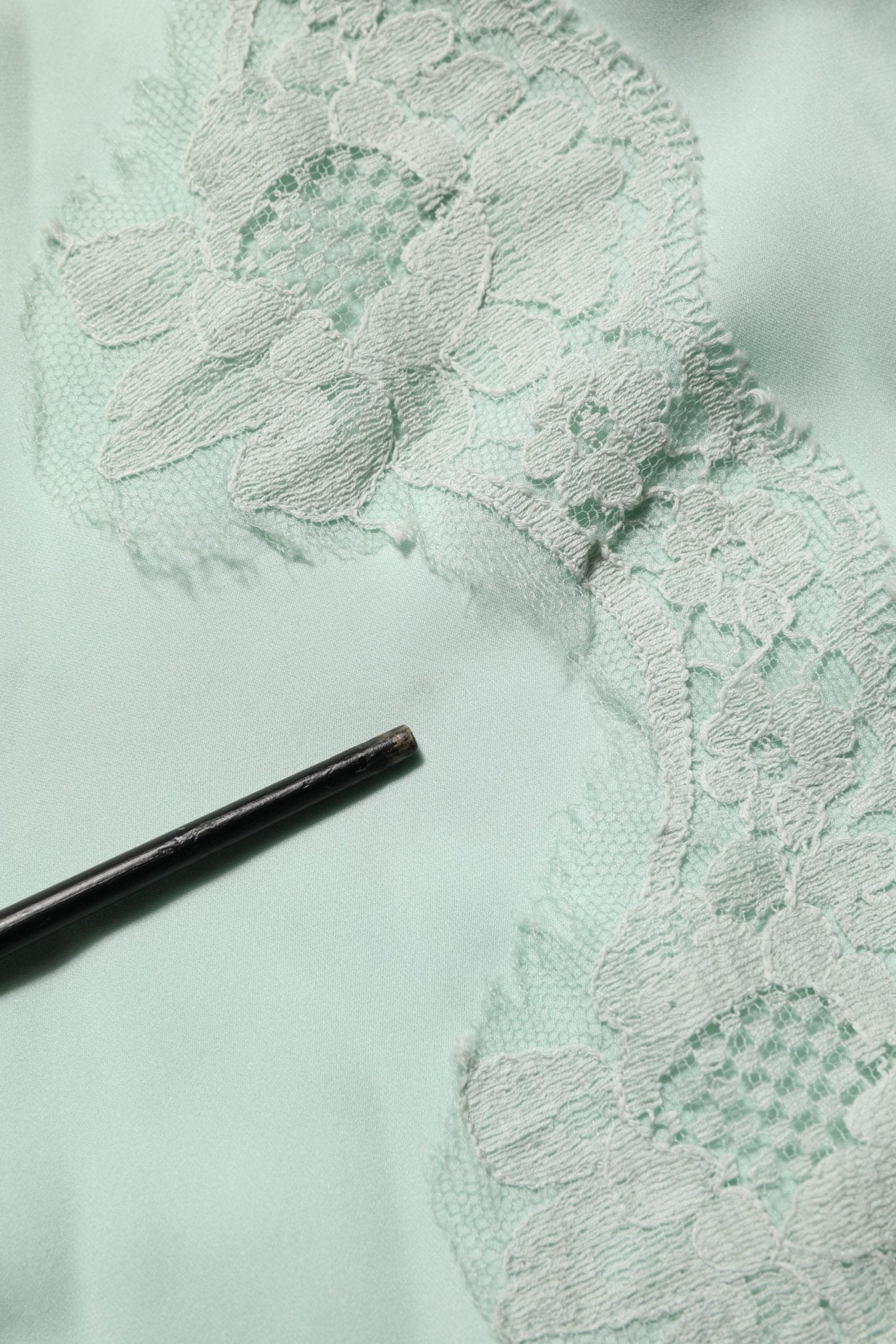 Dolce & Gabbana Mint Green Silk Lace Trim Abaya Maxi Dress - RIMODA