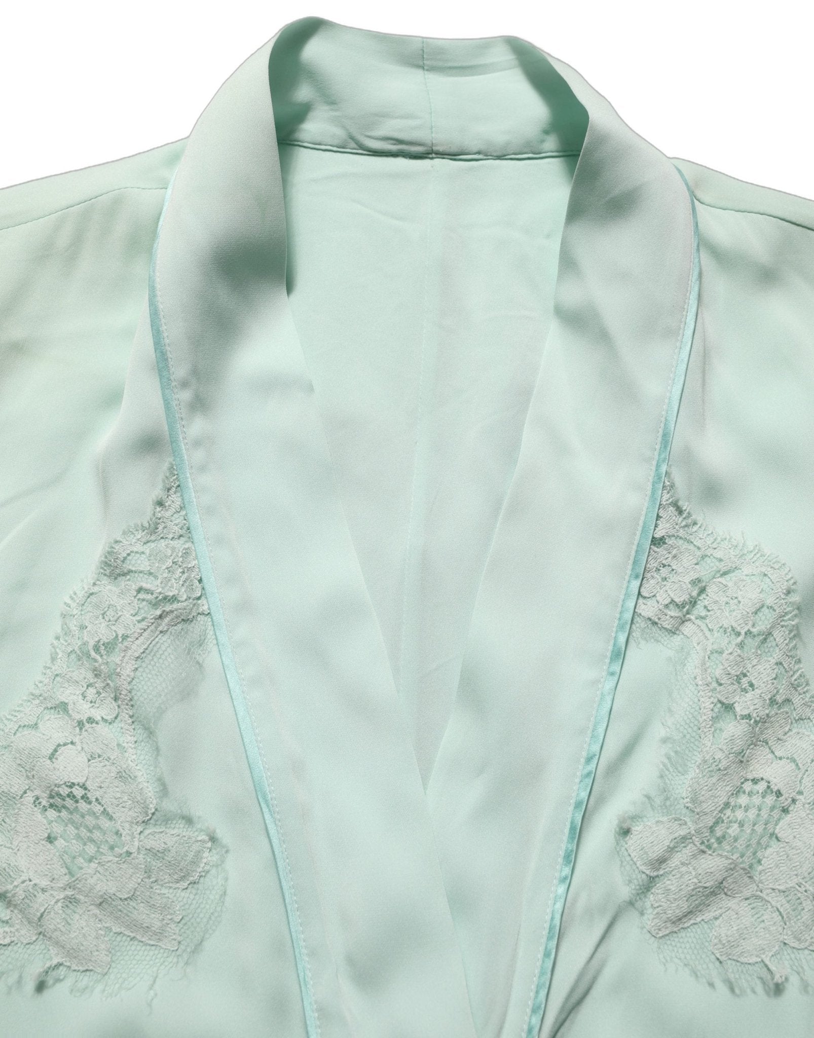 Dolce & Gabbana Mint Green Silk Lace Trim Abaya Maxi Dress - RIMODA