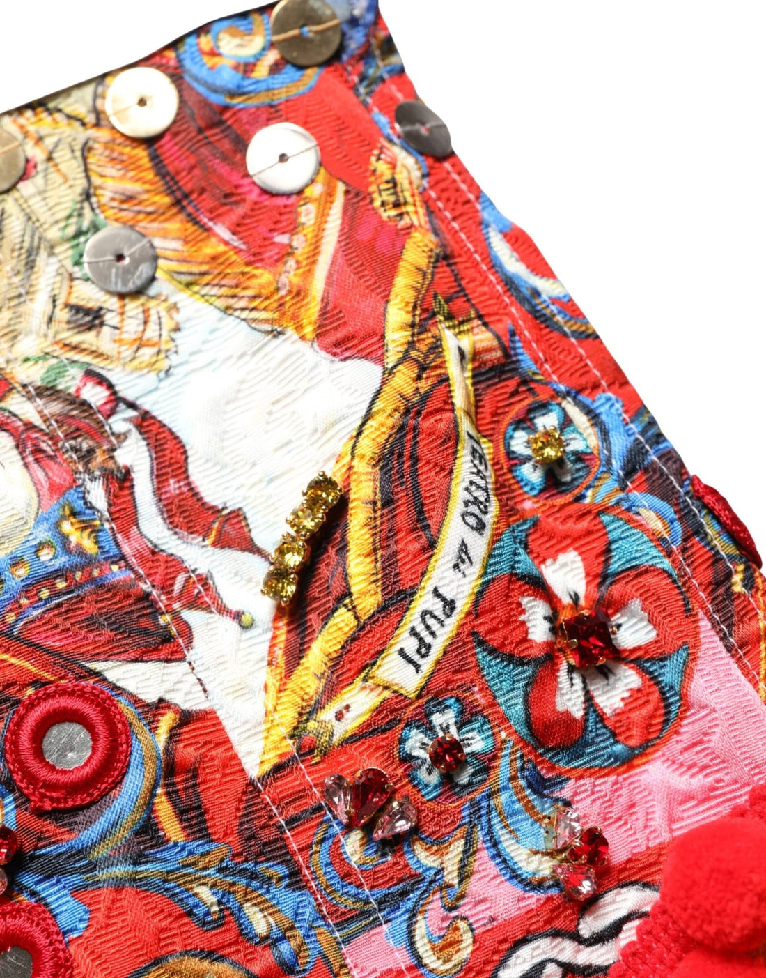 Dolce & Gabbana Multicolor Brocade Jewelled High Waist Hotpants Skirt - RIMODA