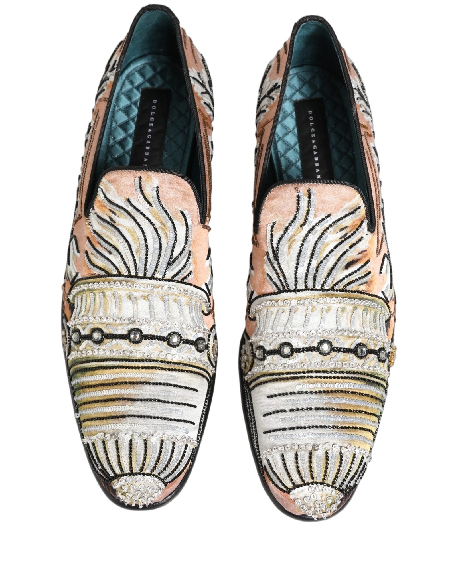 Dolce & Gabbana Multicolor Brocade Sequin Dress Loafers Shoes - RIMODA