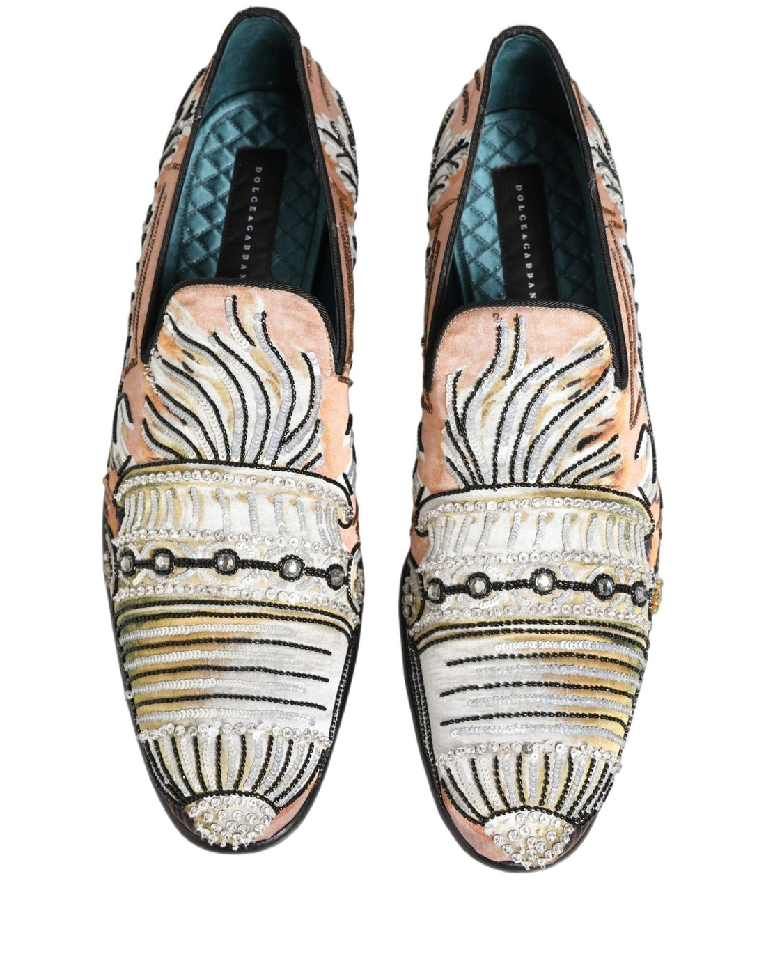 Dolce & Gabbana Multicolor Brocade Sequin Dress Loafers Shoes - RIMODA
