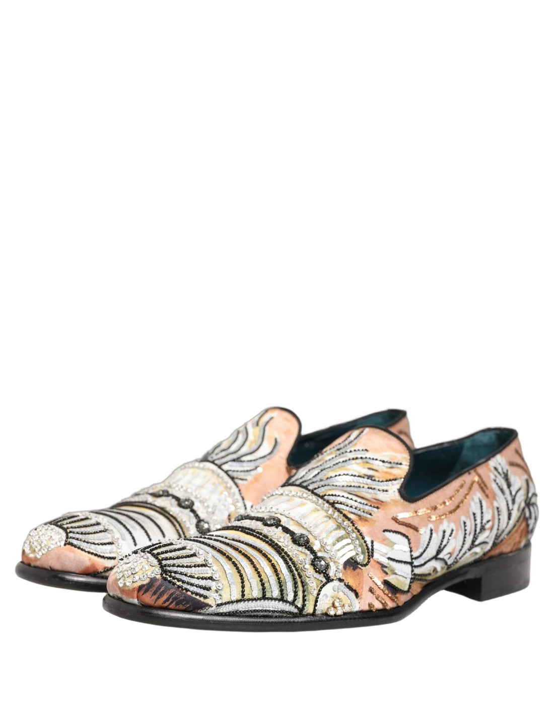 Dolce & Gabbana Multicolor Brocade Sequin Dress Loafers Shoes - RIMODA