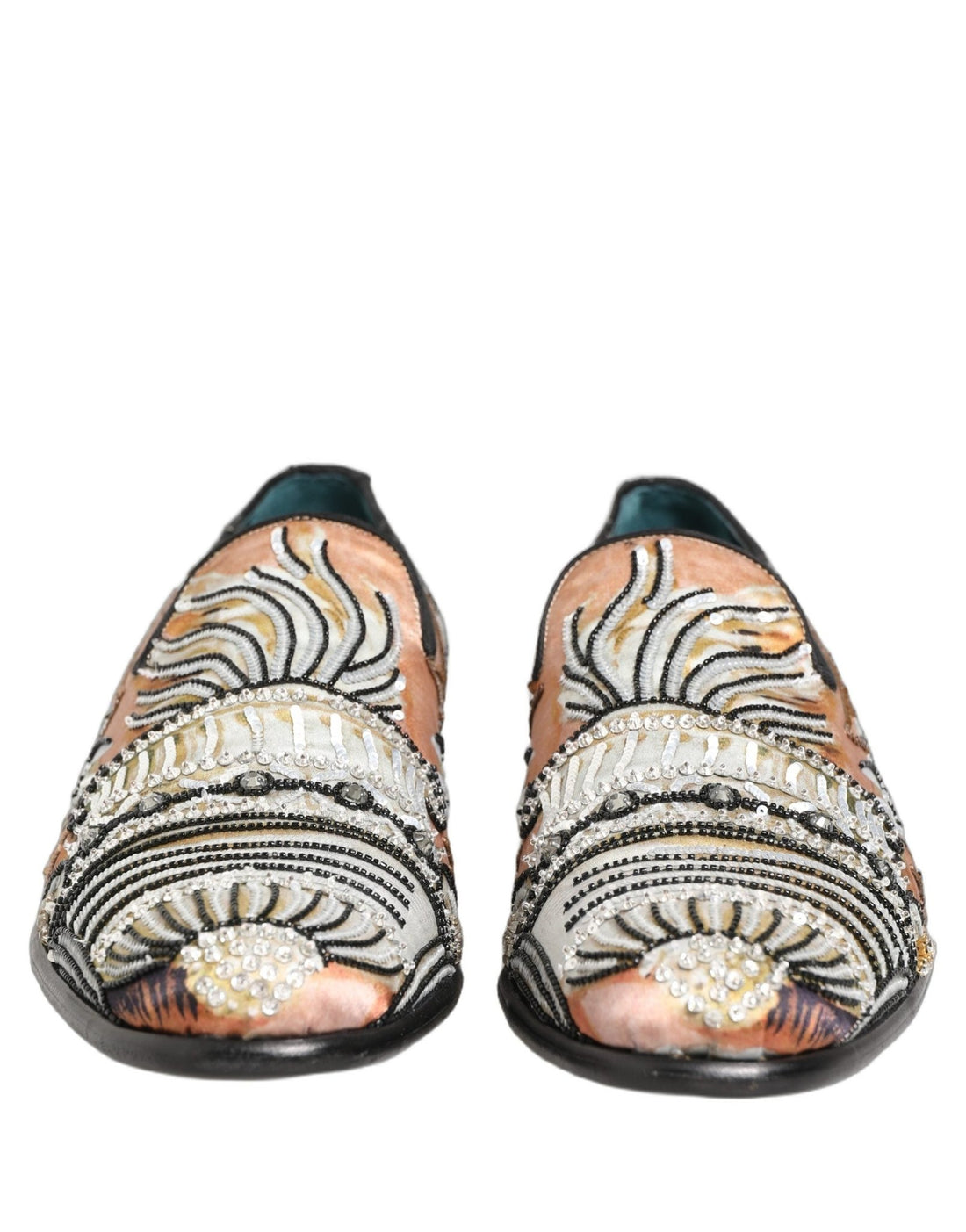 Dolce & Gabbana Multicolor Brocade Sequin Dress Loafers Shoes - RIMODA