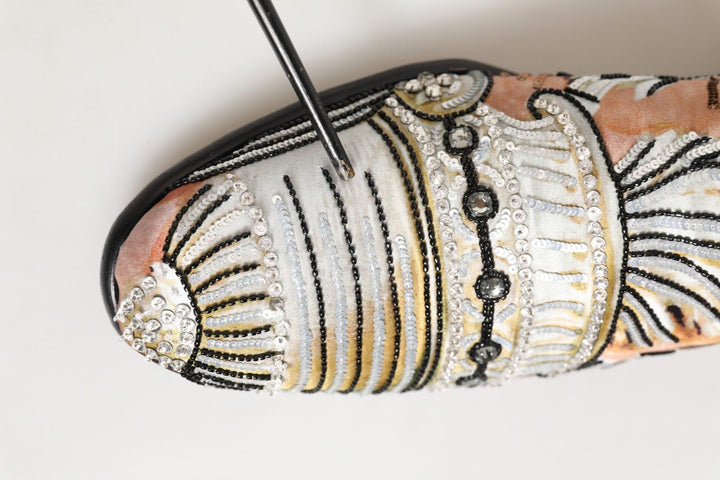 Dolce & Gabbana Multicolor Brocade Sequin Dress Loafers Shoes - RIMODA