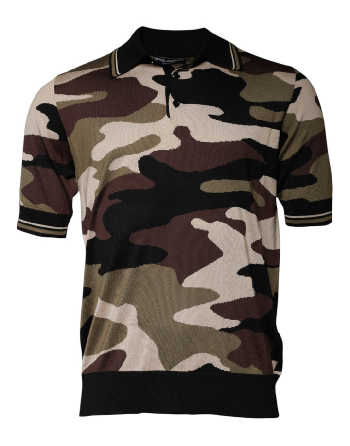 Dolce & Gabbana Multicolor Camouflage Collared Polo T-shirt - RIMODA