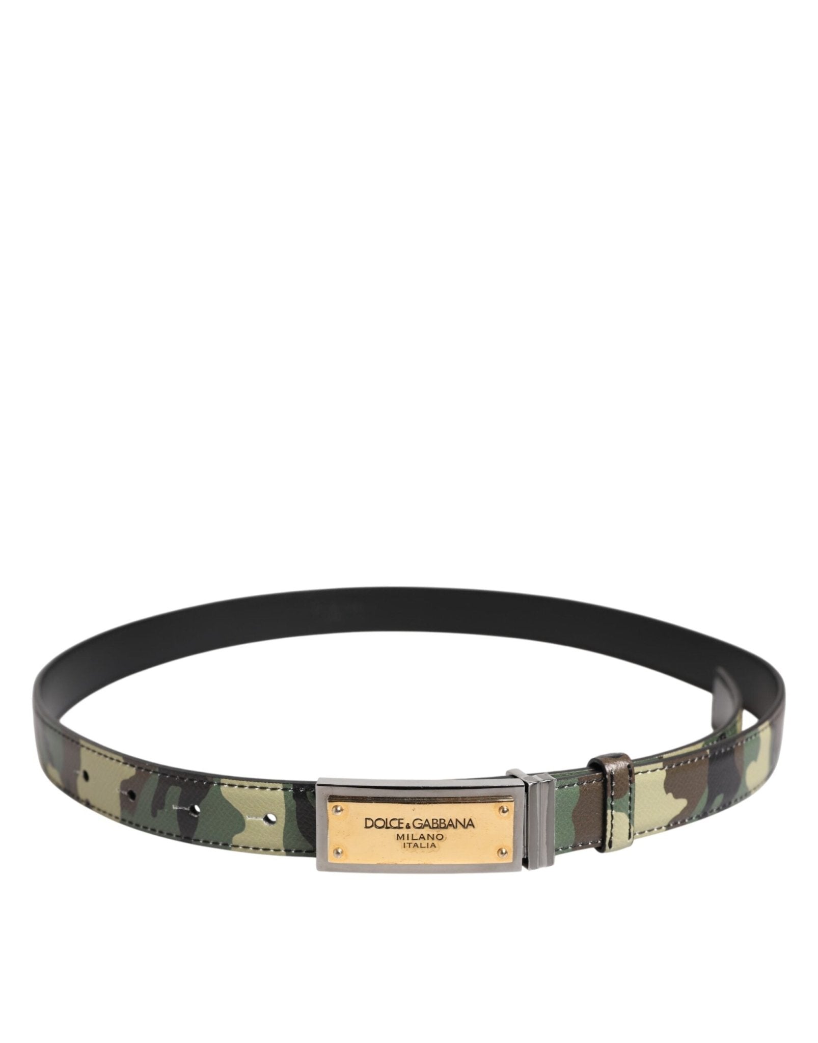 Dolce & Gabbana Multicolor Camouflage Metal Logo Buckle Belt - RIMODA