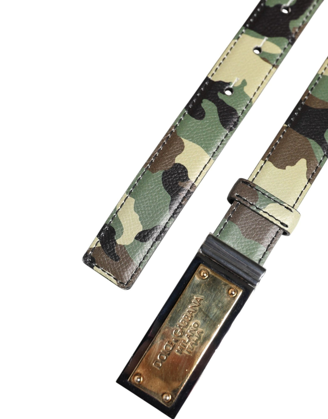 Dolce & Gabbana Multicolor Camouflage Metal Logo Buckle Belt - RIMODA