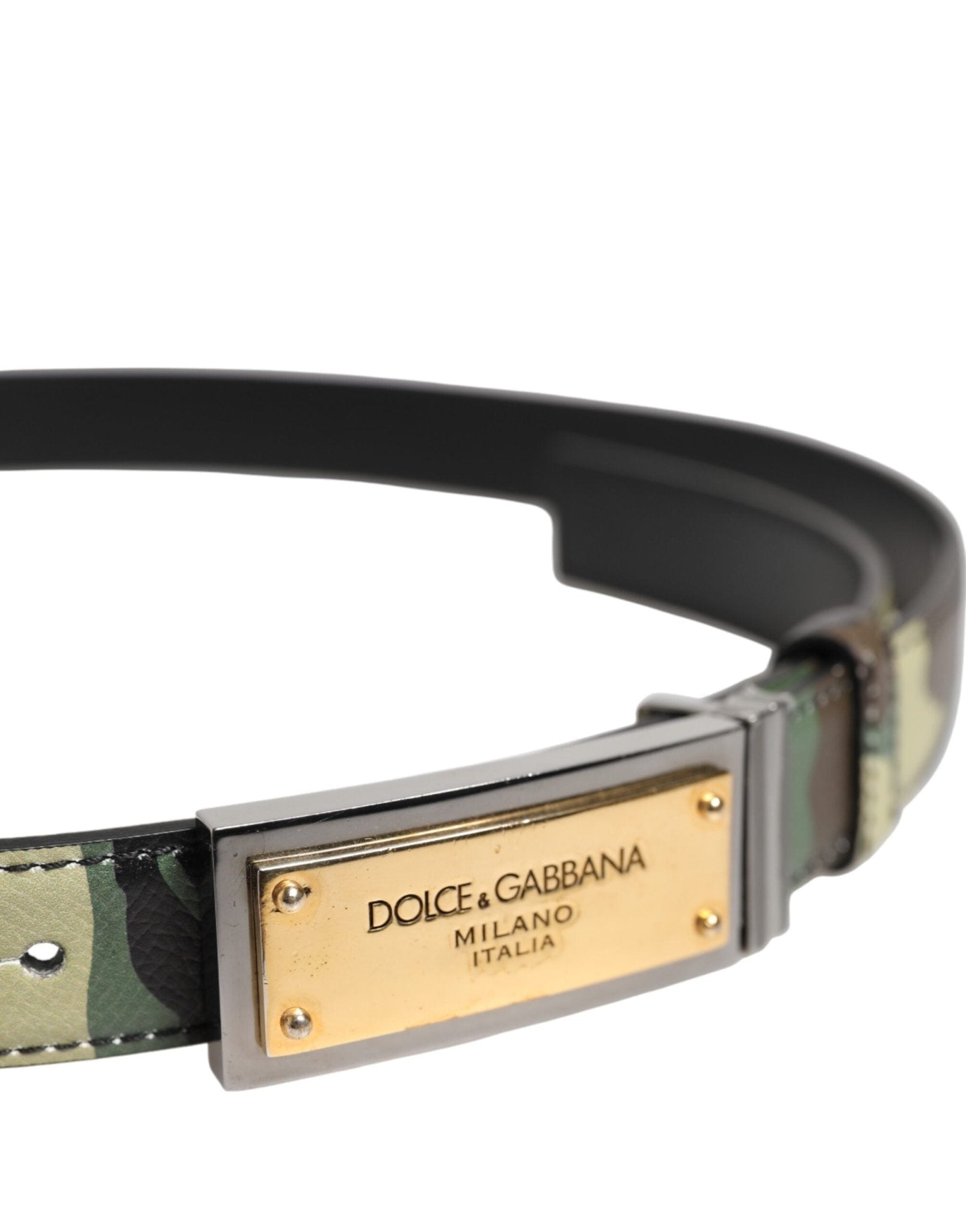 Dolce & Gabbana Multicolor Camouflage Metal Logo Buckle Belt - RIMODA