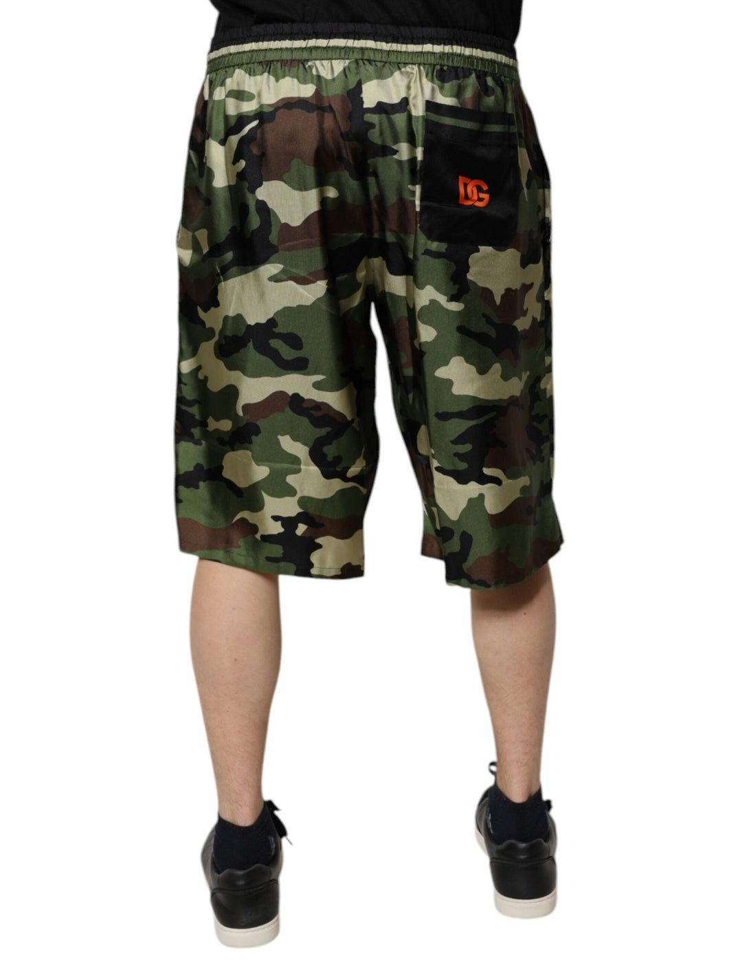 Dolce & Gabbana Multicolor Camouflage Silk Mid Waist Bermuda Shorts - RIMODA