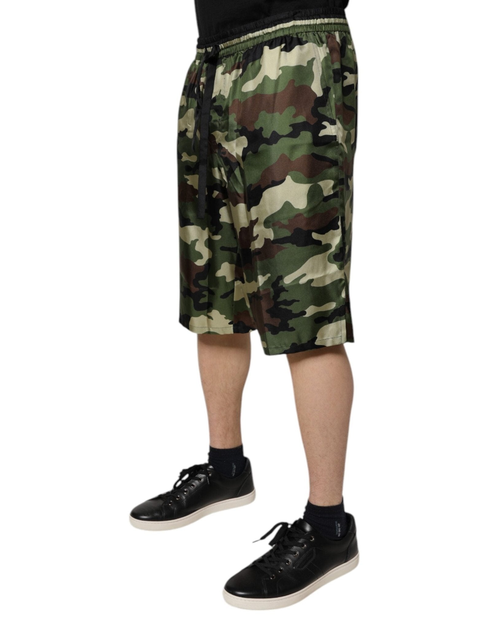 Dolce & Gabbana Multicolor Camouflage Silk Mid Waist Bermuda Shorts - RIMODA