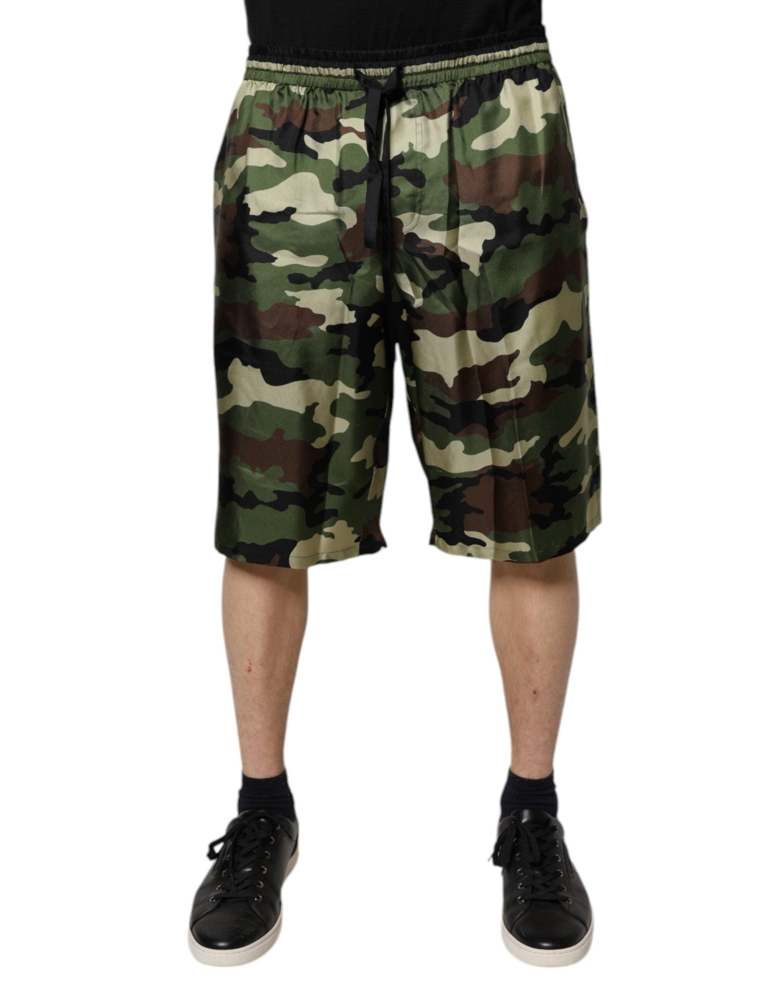 Dolce & Gabbana Multicolor Camouflage Silk Mid Waist Bermuda Shorts - RIMODA