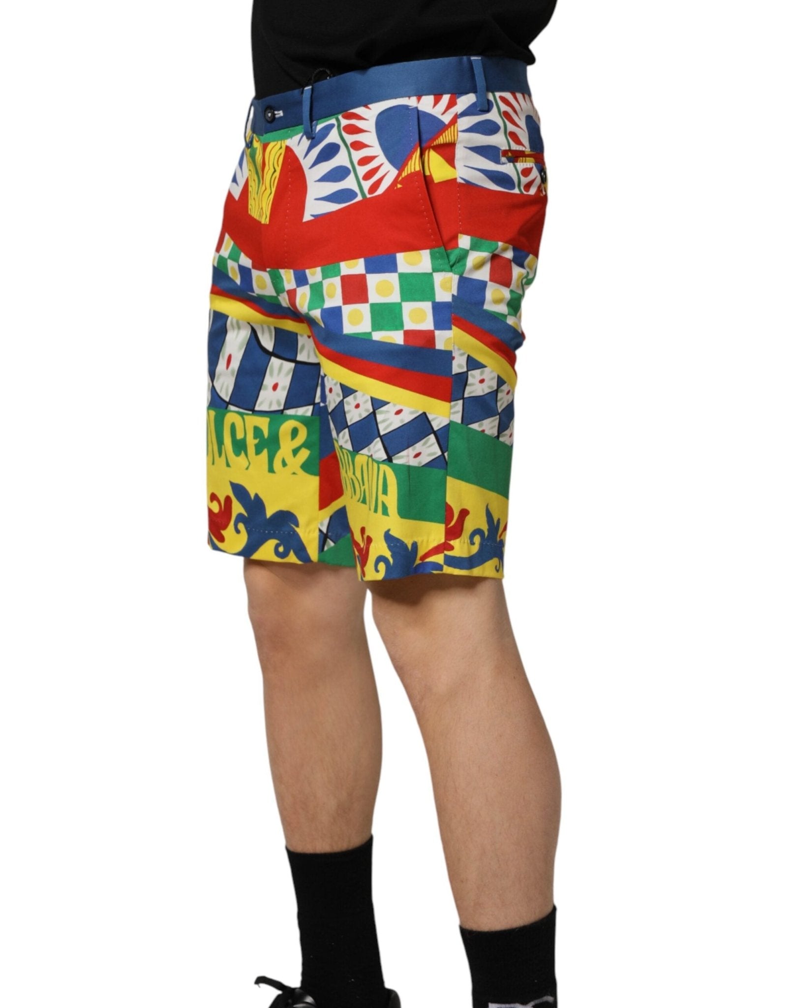 Dolce & Gabbana Multicolor Carretto Print Men Bermuda Shorts - RIMODA