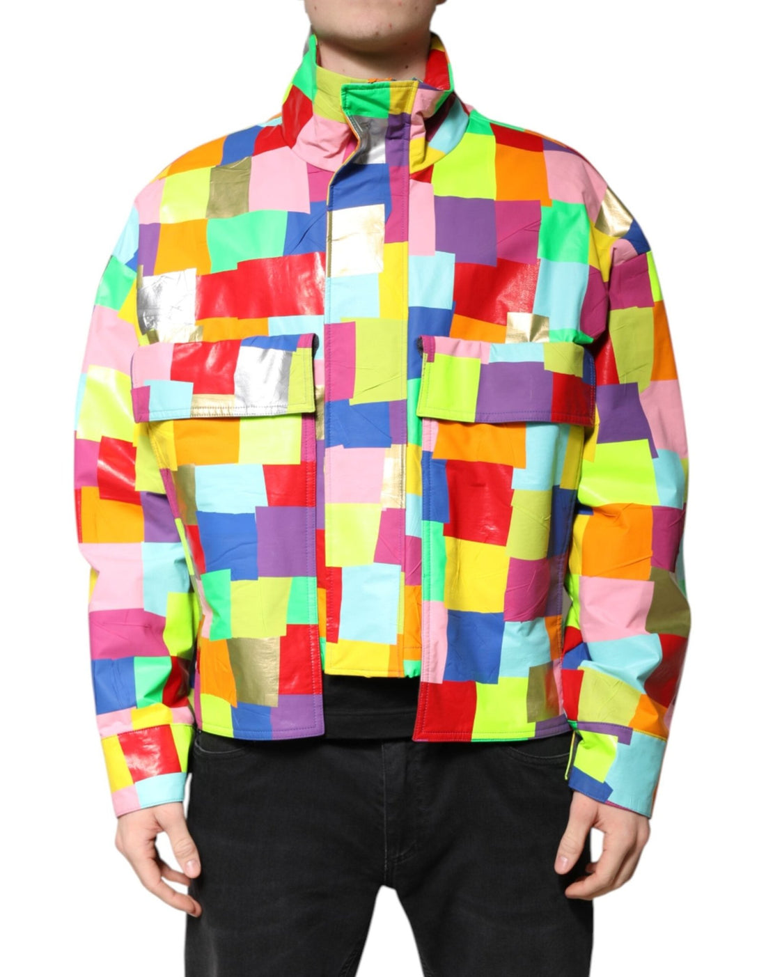 Dolce & Gabbana Multicolor Cotton Full Zip Men Biker Jacket - RIMODA