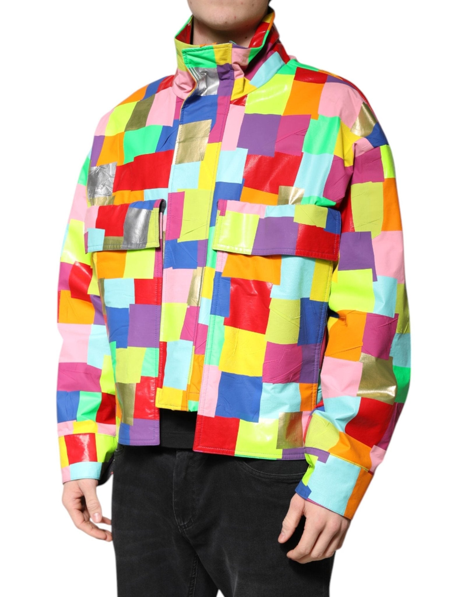 Dolce & Gabbana Multicolor Cotton Full Zip Men Biker Jacket - RIMODA