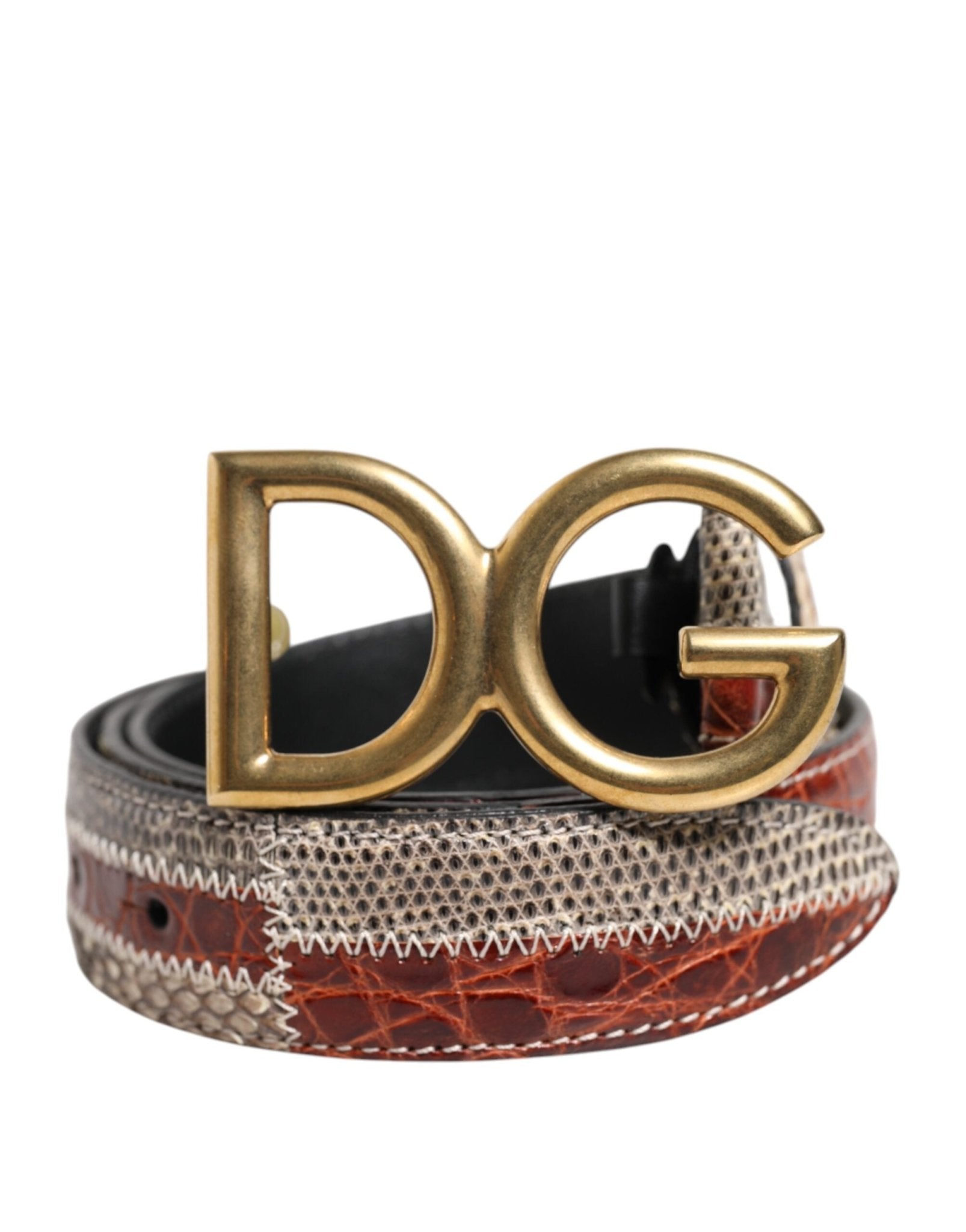 Dolce & Gabbana Multicolor Exotic Leather DG Logo Buckle Belt - RIMODA