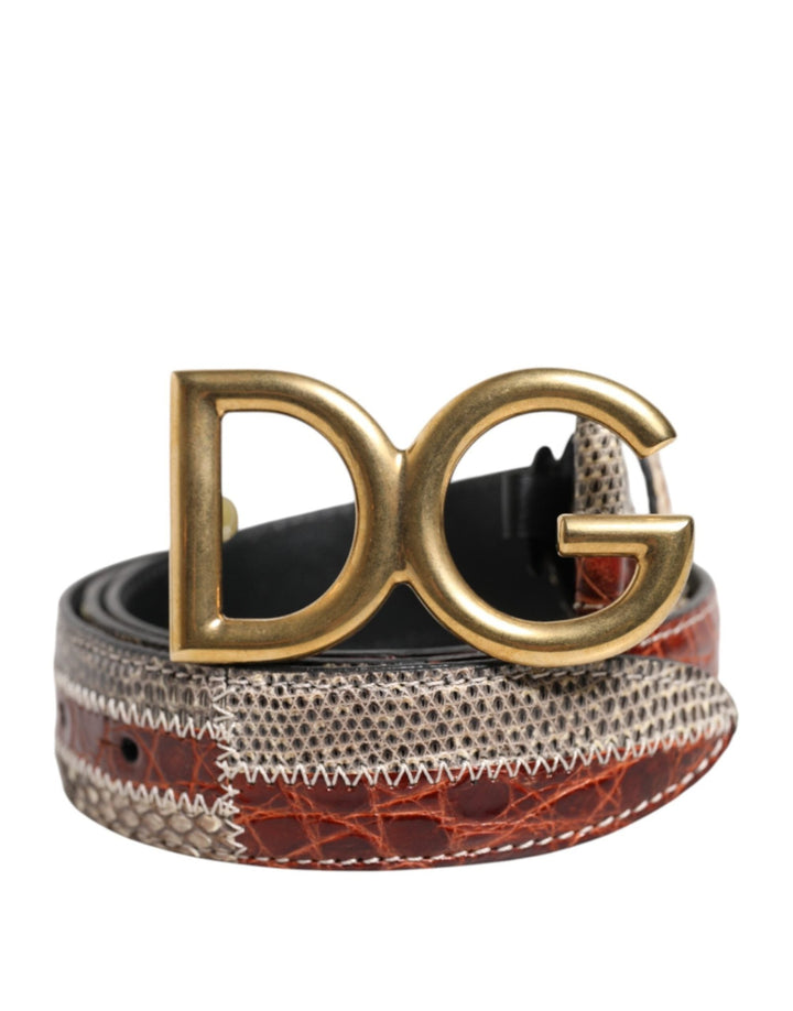 Dolce & Gabbana Multicolor Exotic Leather DG Logo Buckle Belt - RIMODA