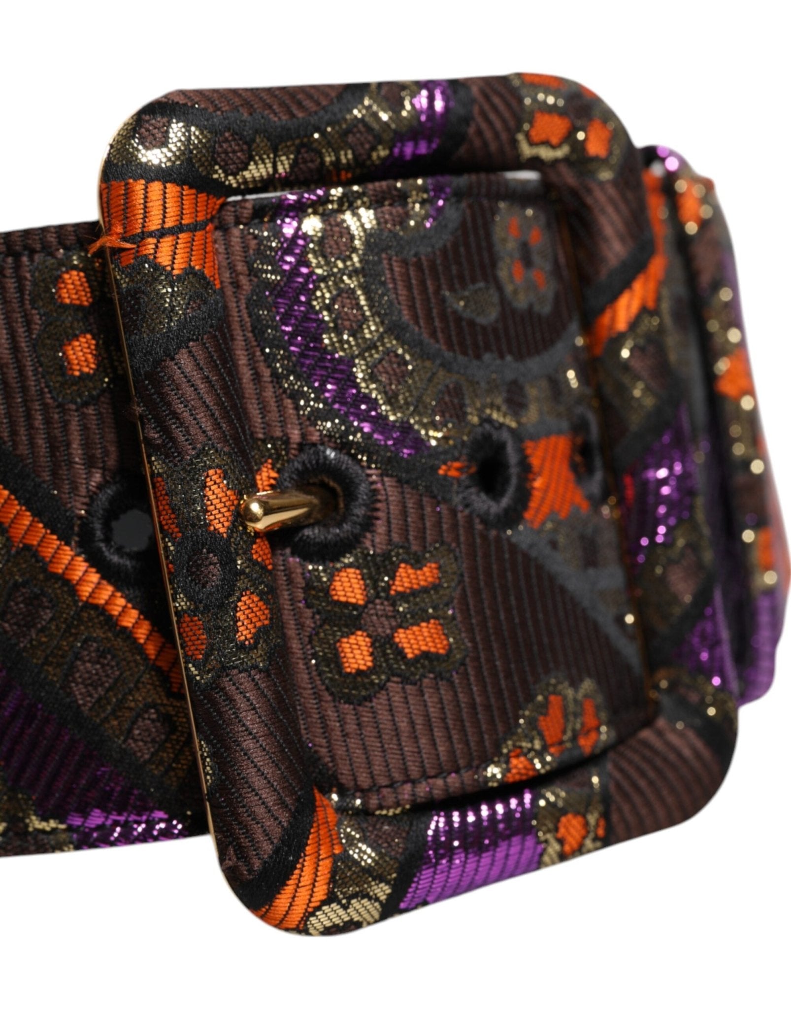 Dolce & Gabbana Multicolor Floral Jacquard Lurex Wide Waist Buckle Belt - RIMODA