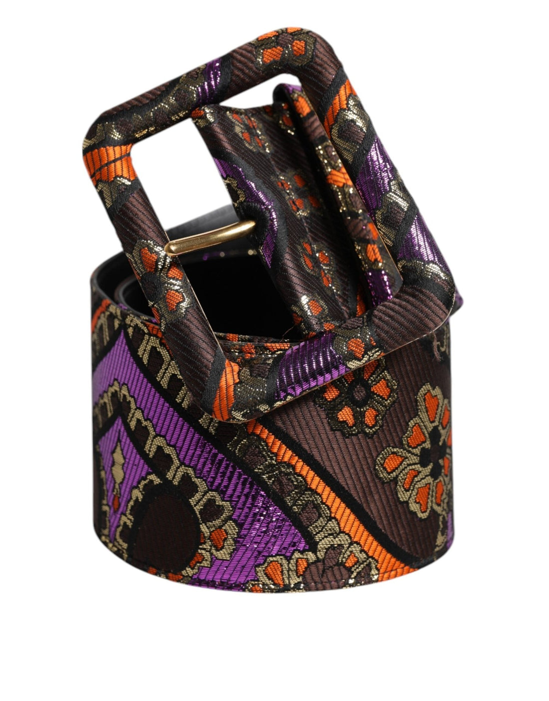 Dolce & Gabbana Multicolor Floral Jacquard Lurex Wide Waist Buckle Belt - RIMODA