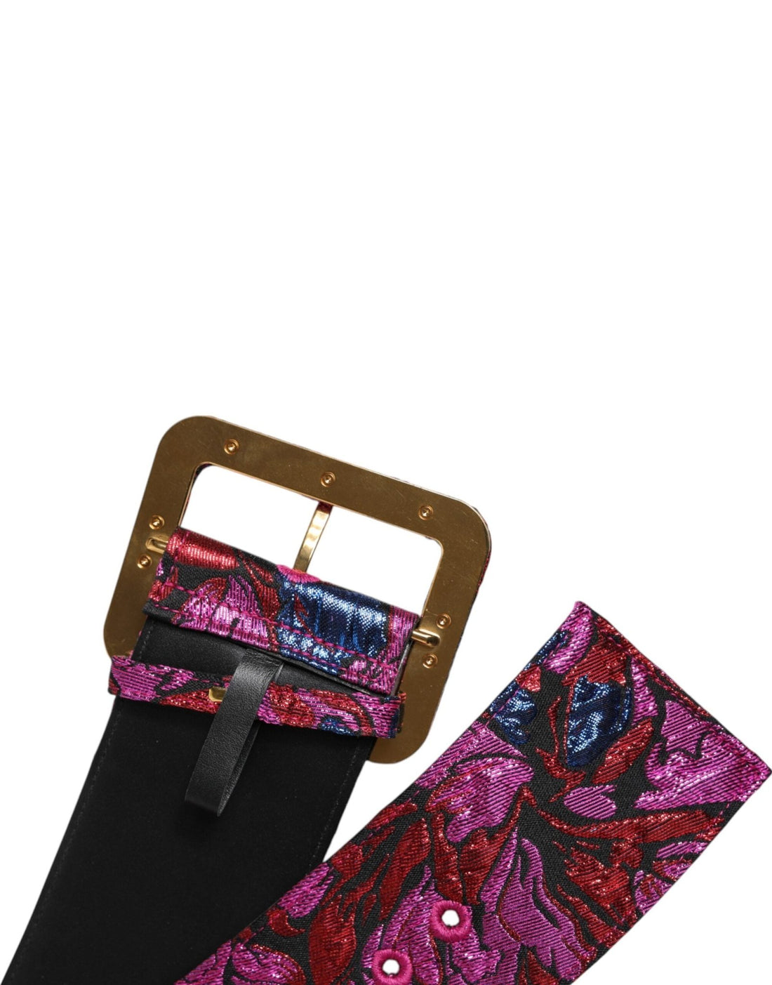 Dolce & Gabbana Multicolor Floral Jacquard Lurex Wide Waist Buckle Belt - RIMODA