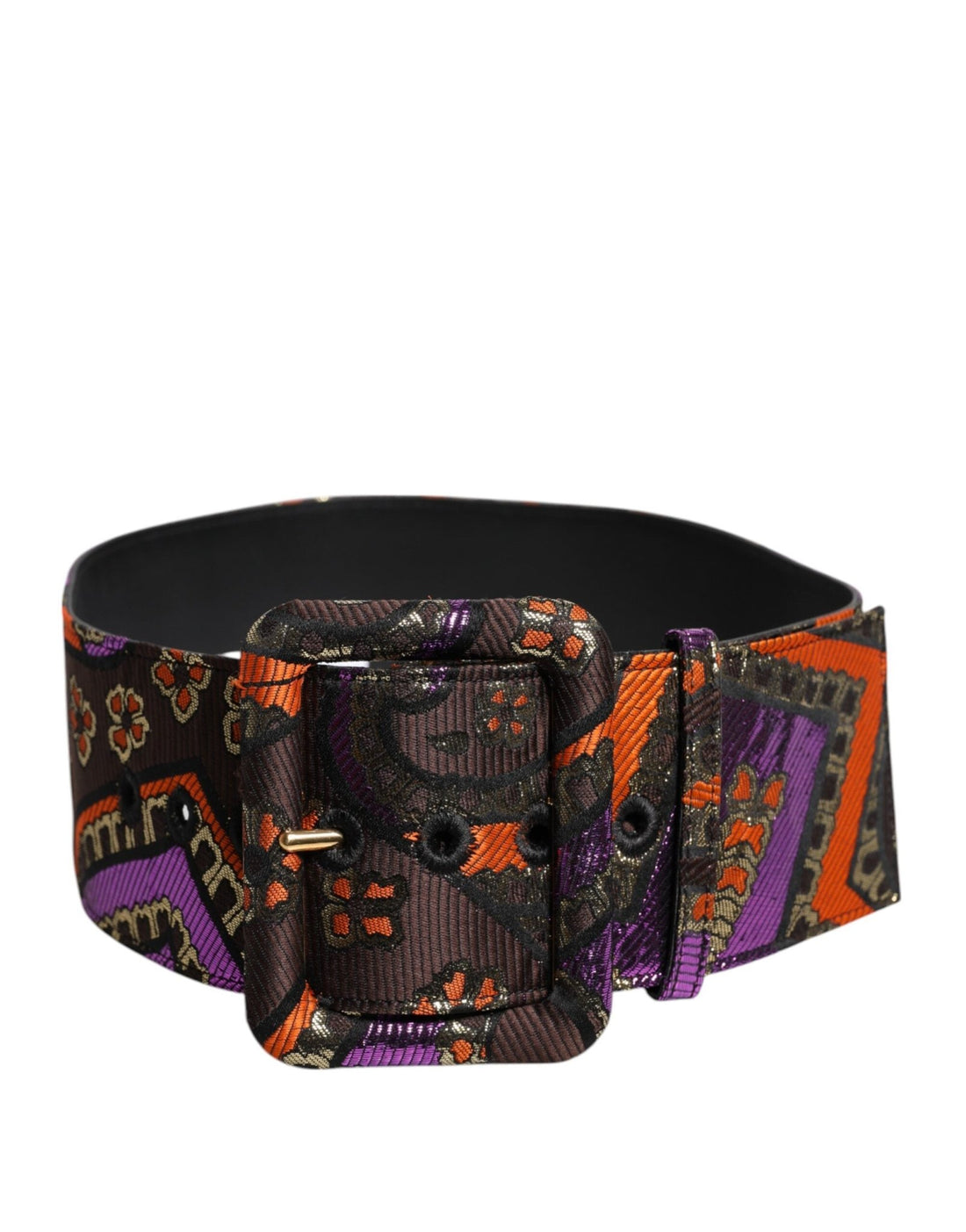 Dolce & Gabbana Multicolor Floral Jacquard Lurex Wide Waist Buckle Belt - RIMODA