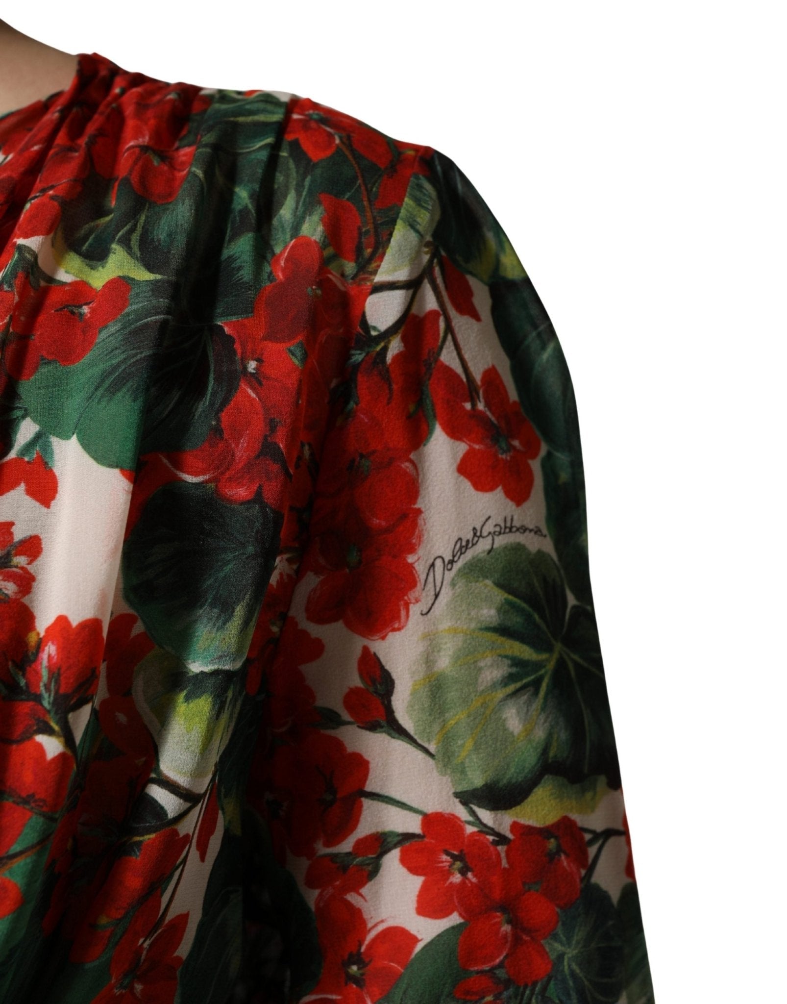 Dolce & Gabbana Multicolor Floral Long Sleeves V - neck Dress - RIMODA