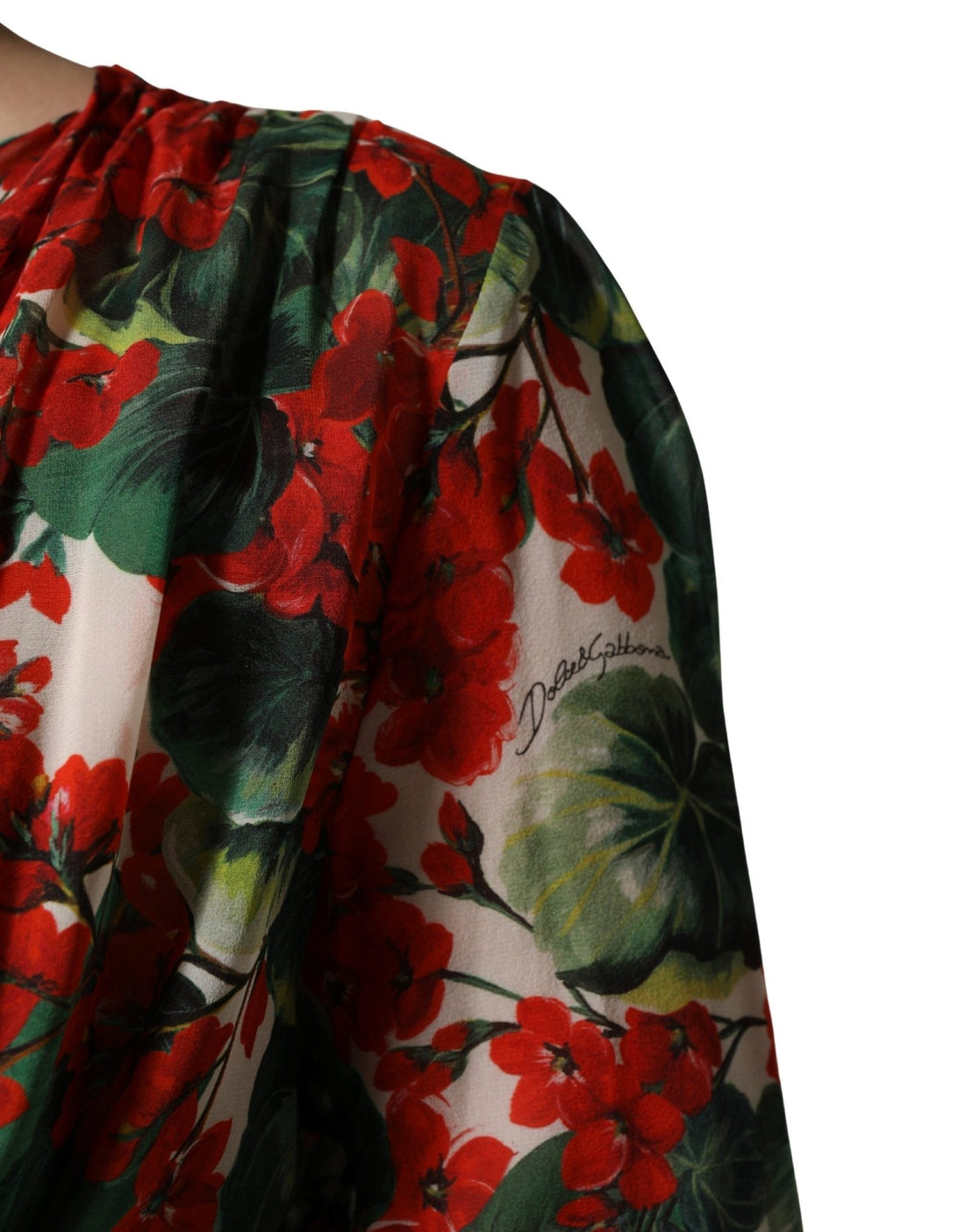 Dolce & Gabbana Multicolor Floral Long Sleeves V - neck Dress - RIMODA