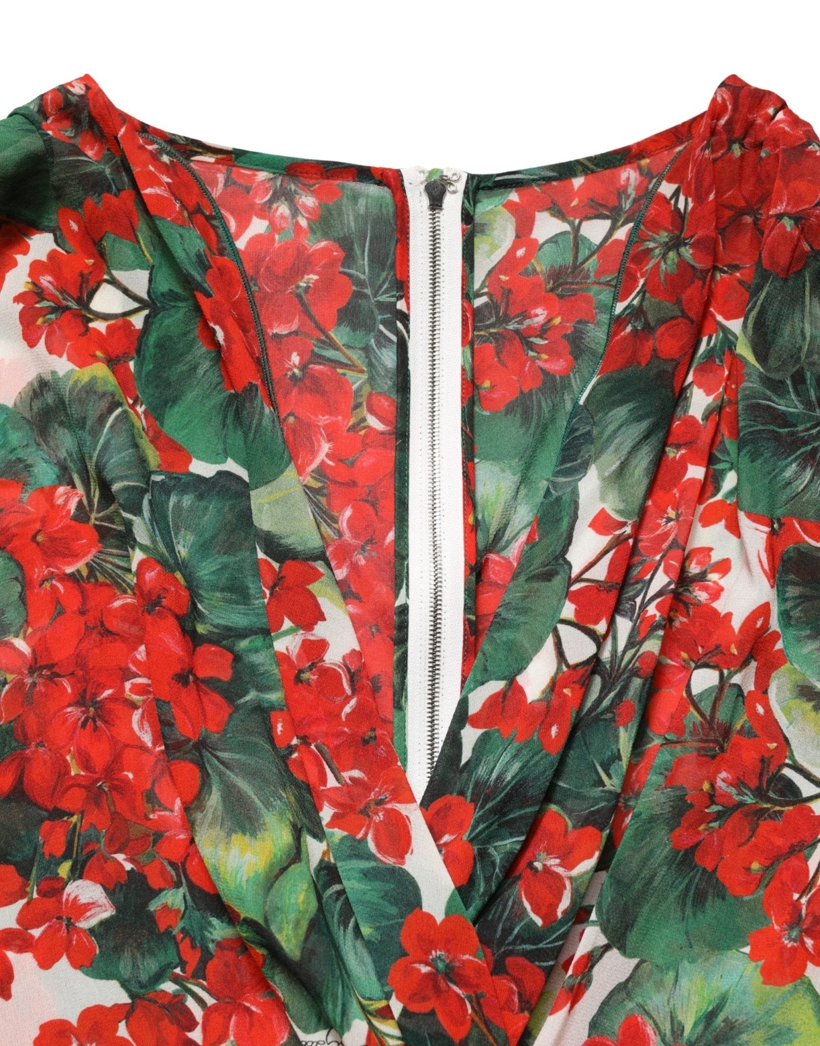 Dolce & Gabbana Multicolor Floral Long Sleeves V - neck Dress - RIMODA