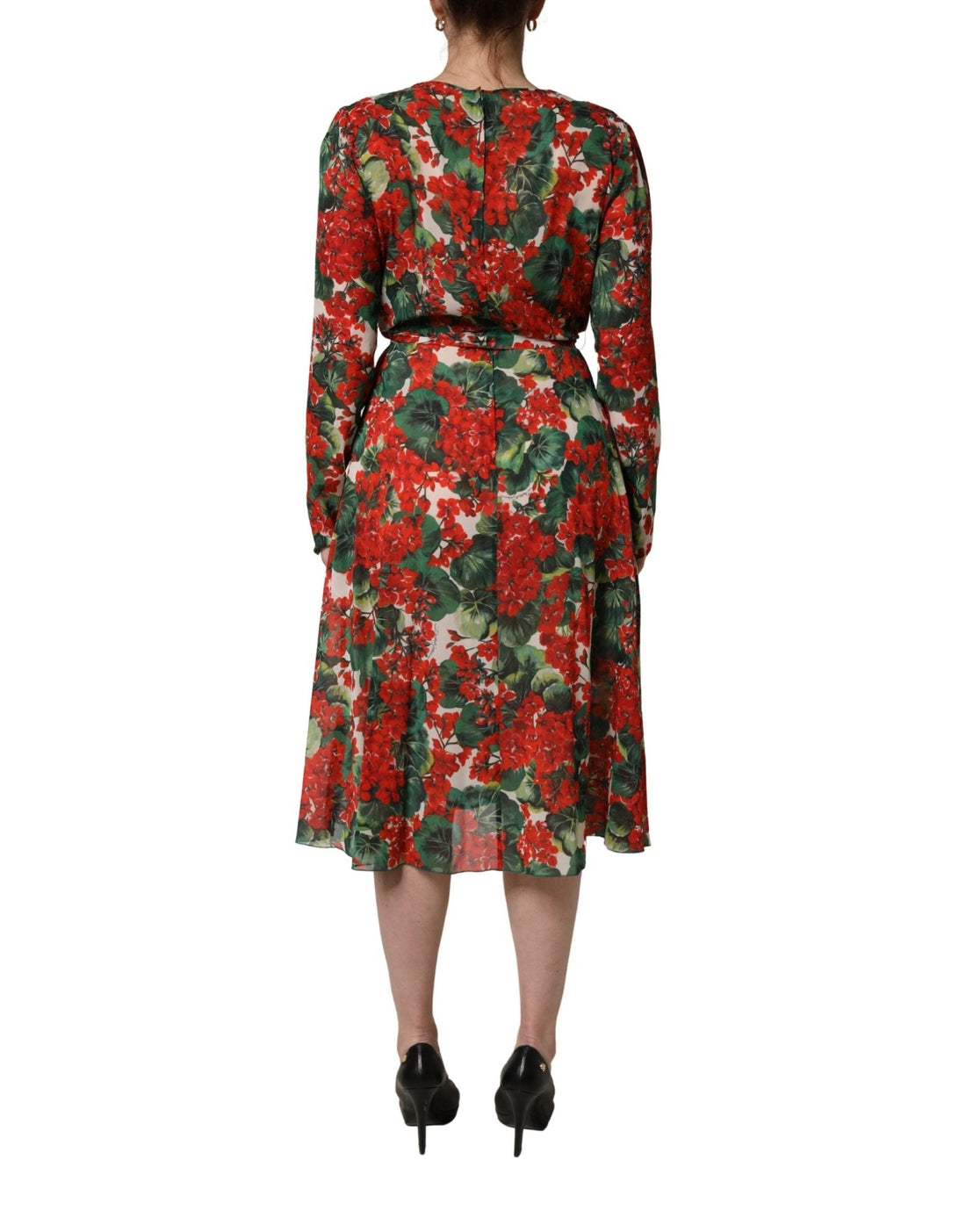Dolce & Gabbana Multicolor Floral Long Sleeves V - neck Dress - RIMODA