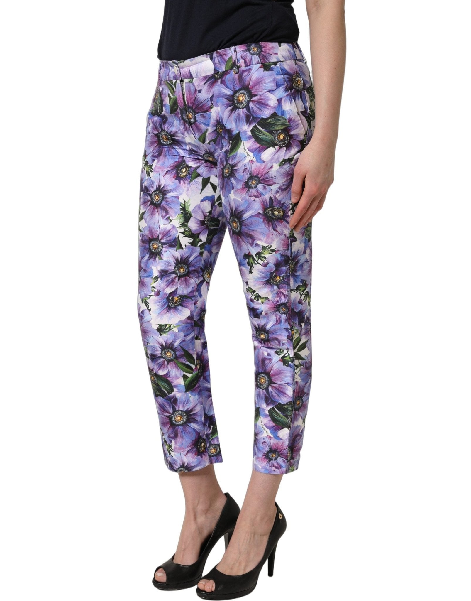 Dolce & Gabbana Multicolor Floral Print CroppedTrouser Pants - RIMODA