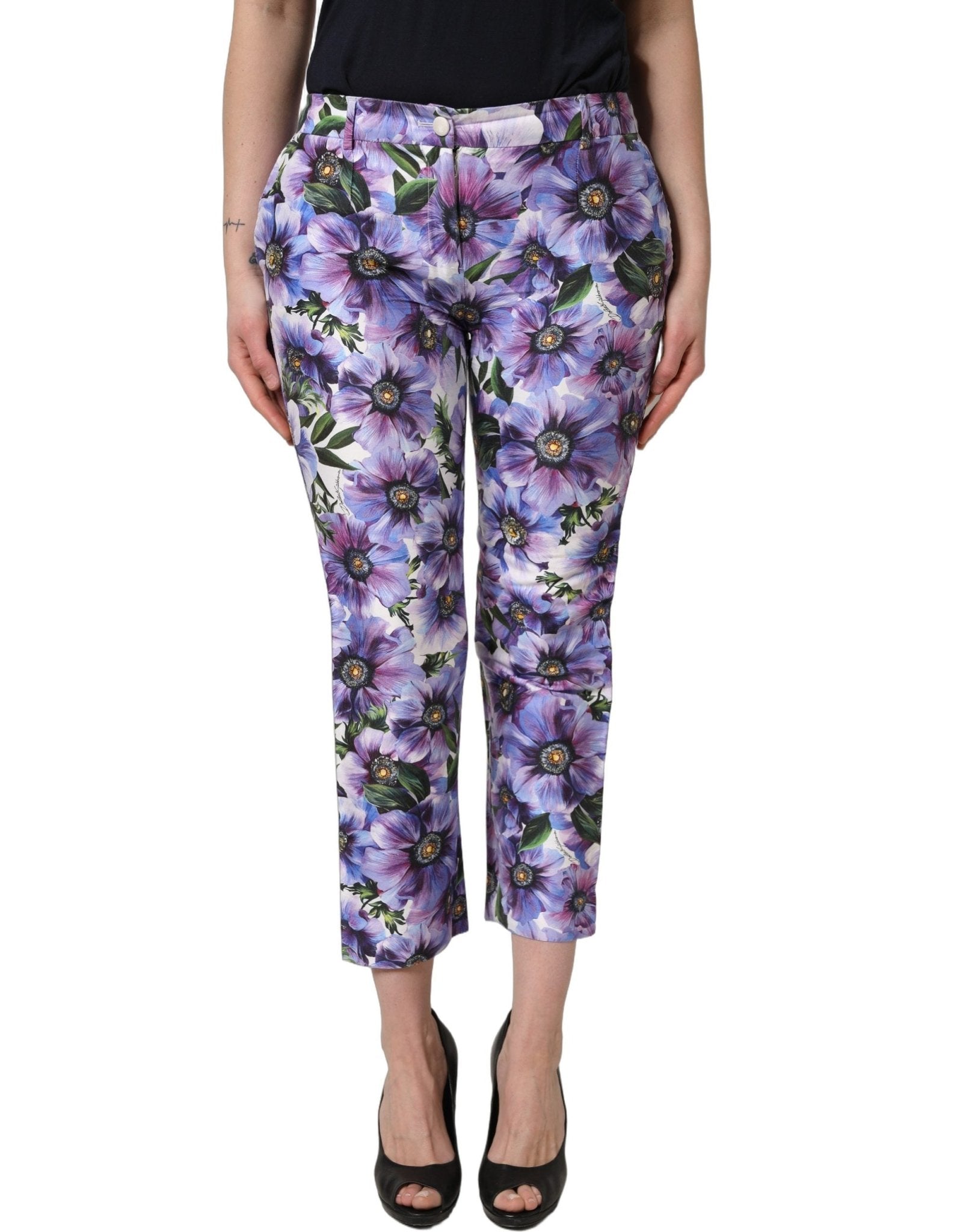 Dolce & Gabbana Multicolor Floral Print CroppedTrouser Pants - RIMODA