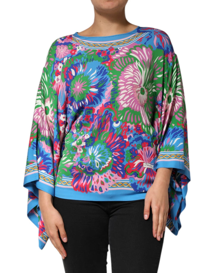 Dolce & Gabbana Multicolor Floral Print Silk Blouse Tunic Top - RIMODA