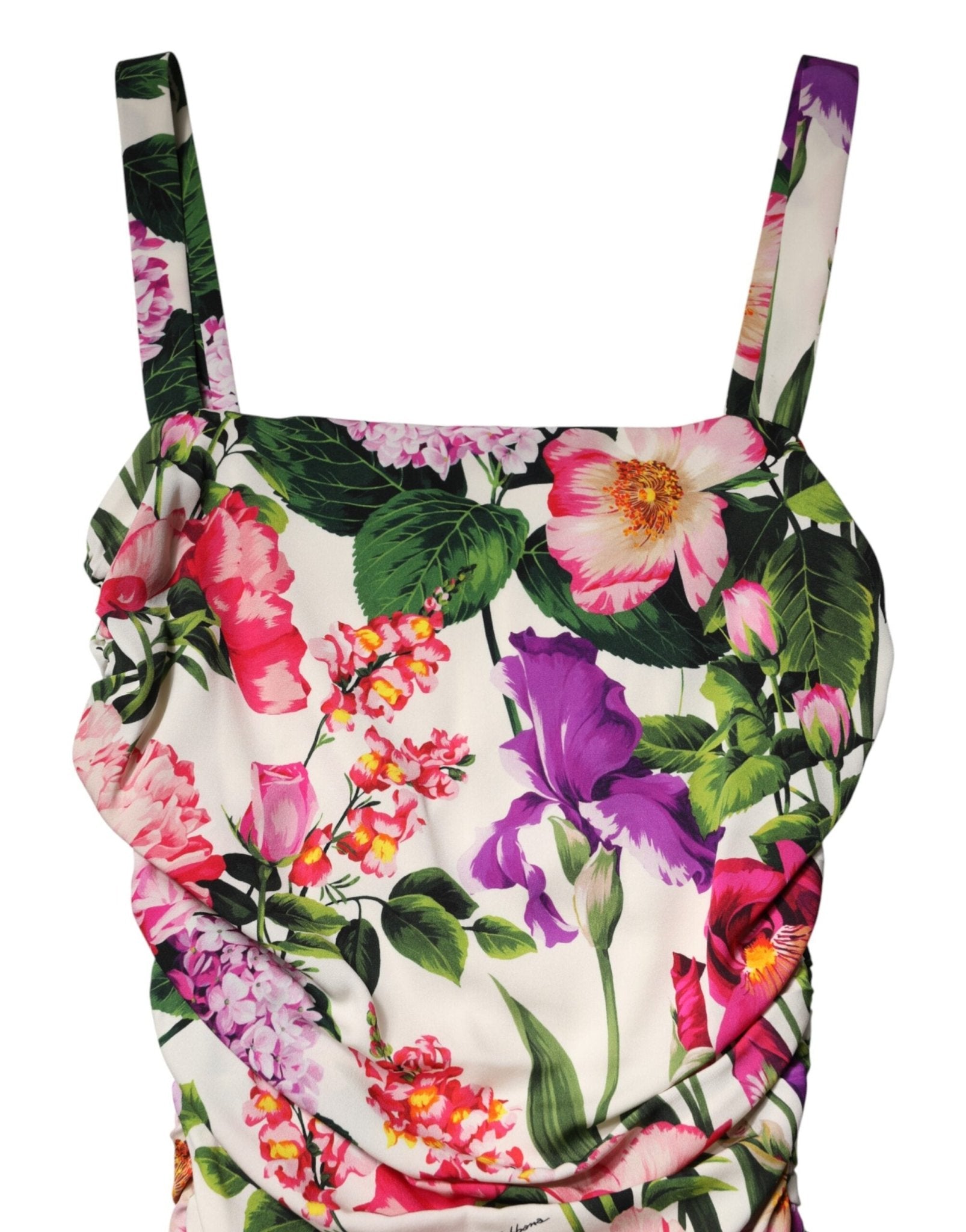Dolce & Gabbana Multicolor Floral Ruched Silk Charmeuse Mini Dress - RIMODA